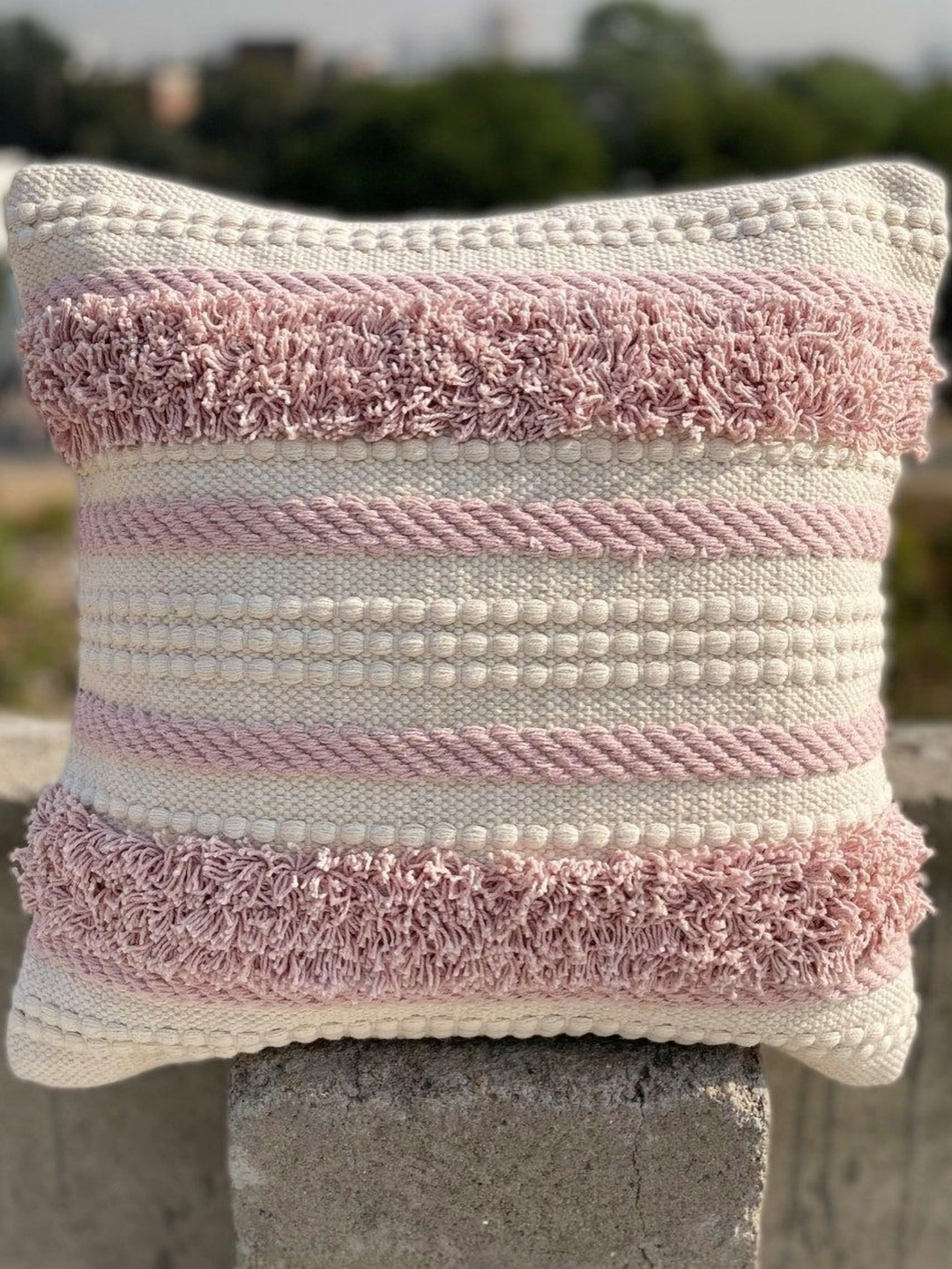 North Field Pink Geometric Square Cushion Covers