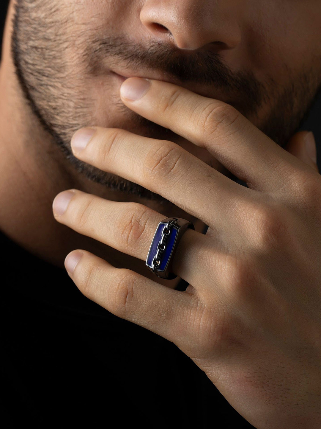 Crash.Club By CKC Men Silver Textured Finger Ring