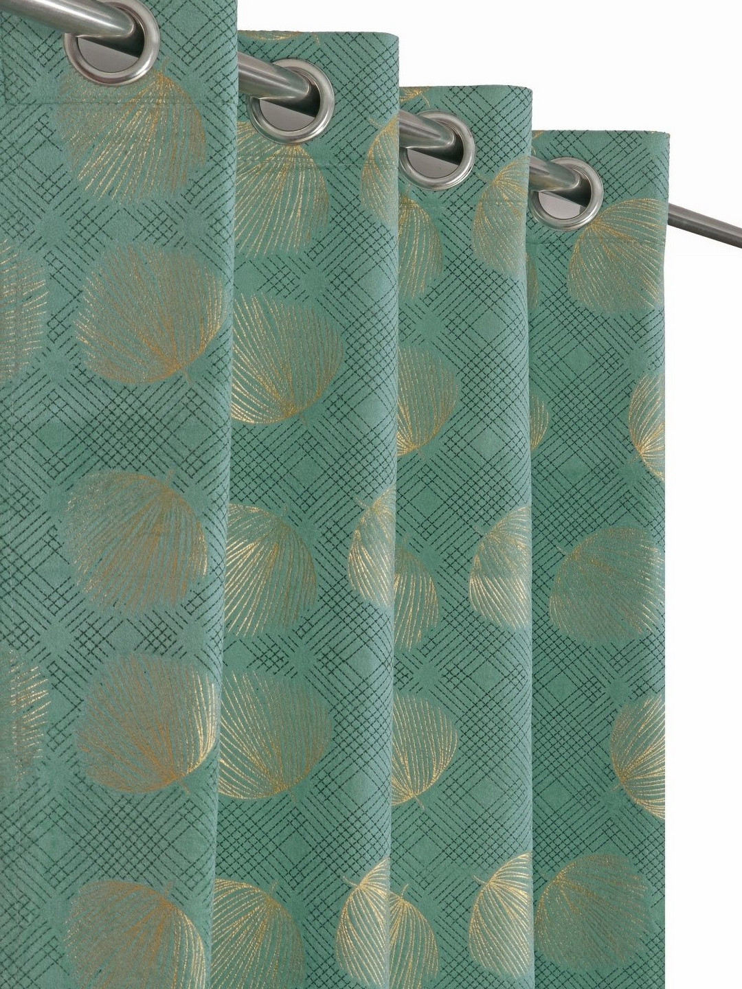 Galaxy Home Decor Olive Green Velvet 2 Pcs Printed Room Darkening Long Door Curtains