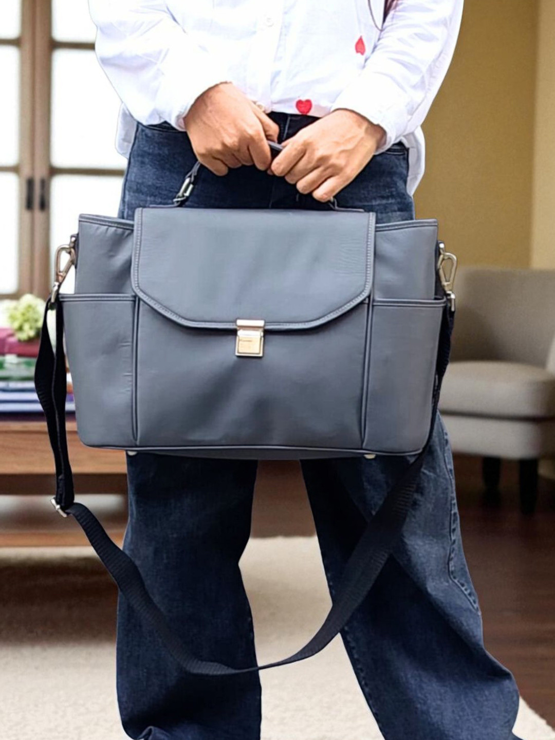PERKED Leather Oversized Handheld Bag