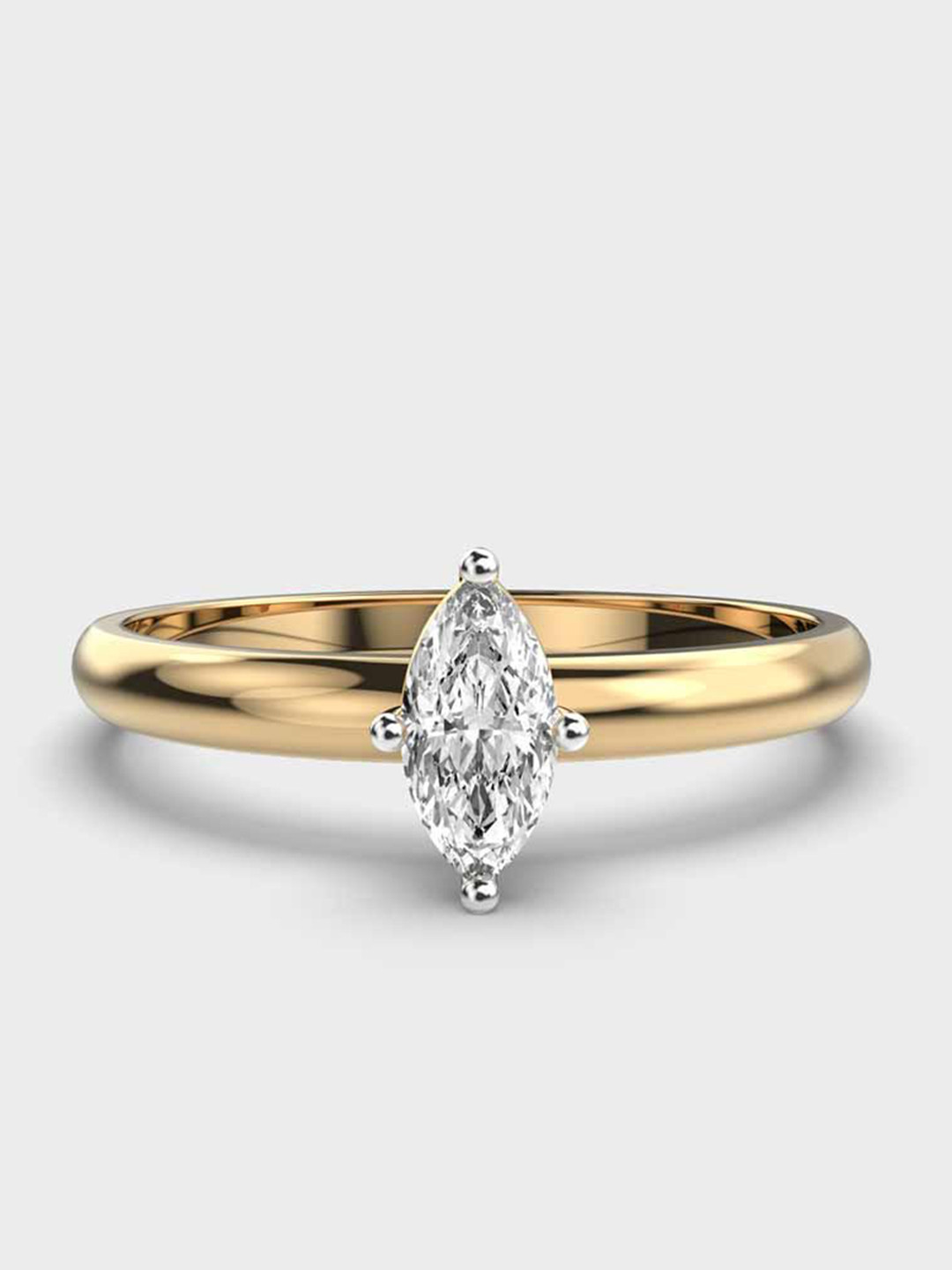 Jewelbox 14KT Gold Petite Marquise Finger Ring With Lab Grown Diamond - 1.9g