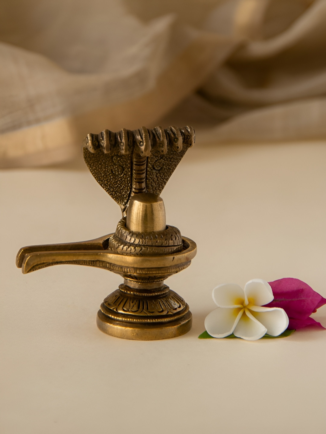 Imli Street Gold-Toned Shiv Lingam Idol With Serpent Religious Idol Showpiece