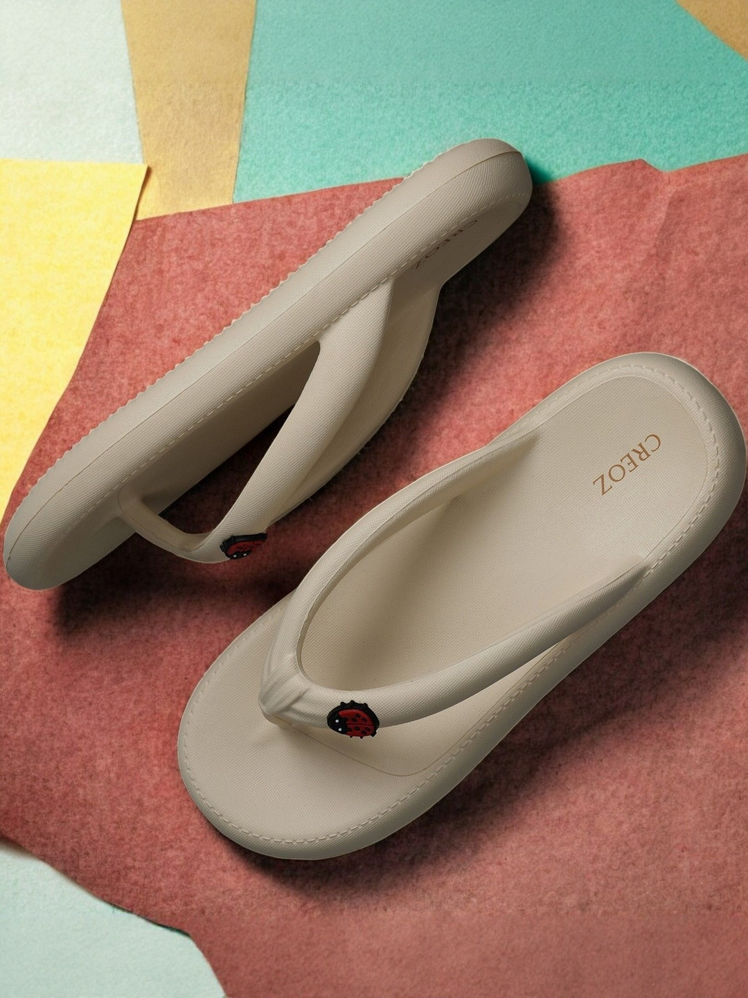 CREOZ THE BOUNCE Women Cream-Colored Open Toe EVA Slip-On