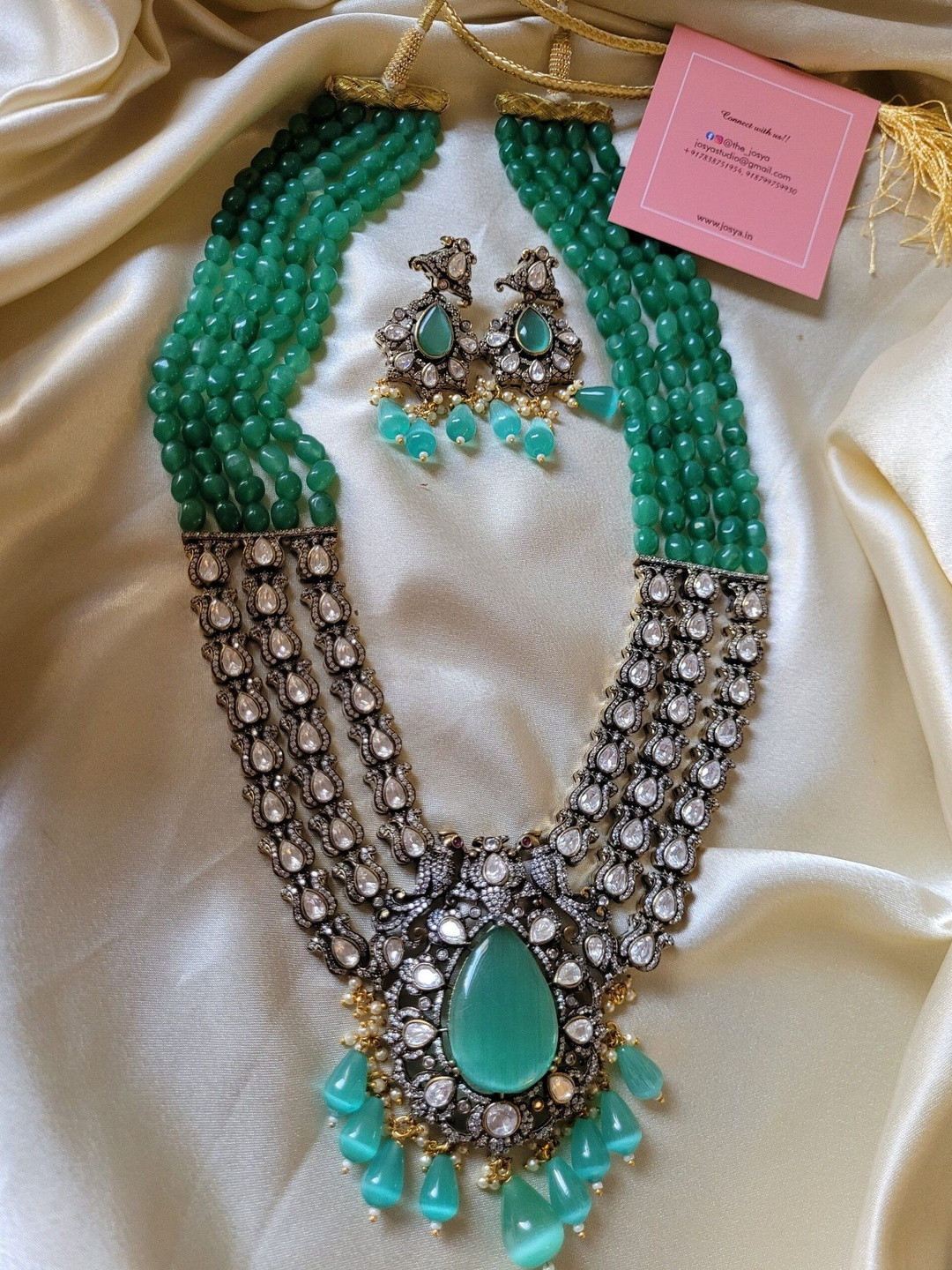 JOSYA Artificial Stones and Beads Necklace and Earrings