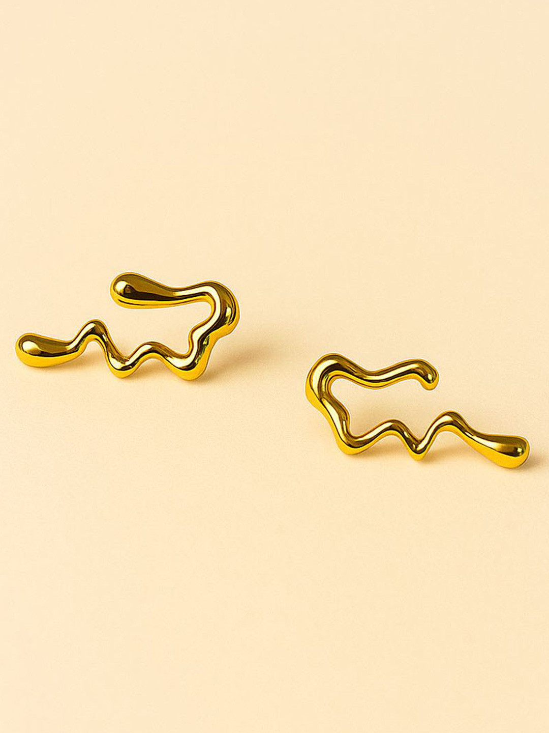 October 22 Stainless Steel 18K Gold-Plated Contemporary Stud Earrings