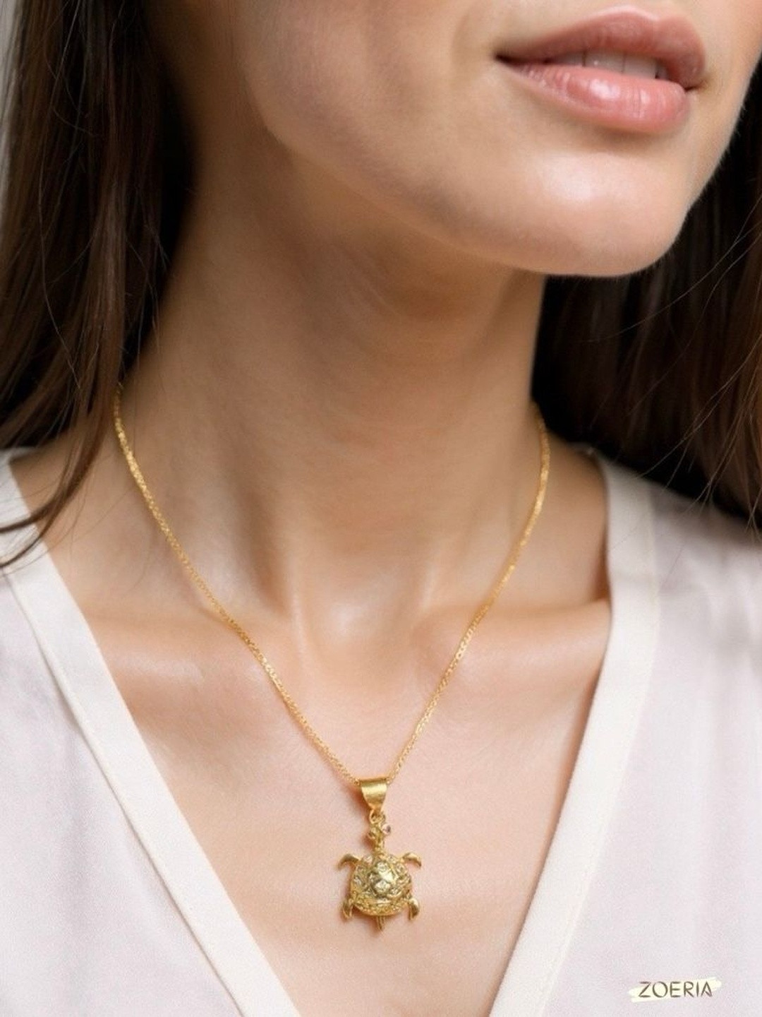 ZOERIA Gold Plated Tortoise Pendant Chain