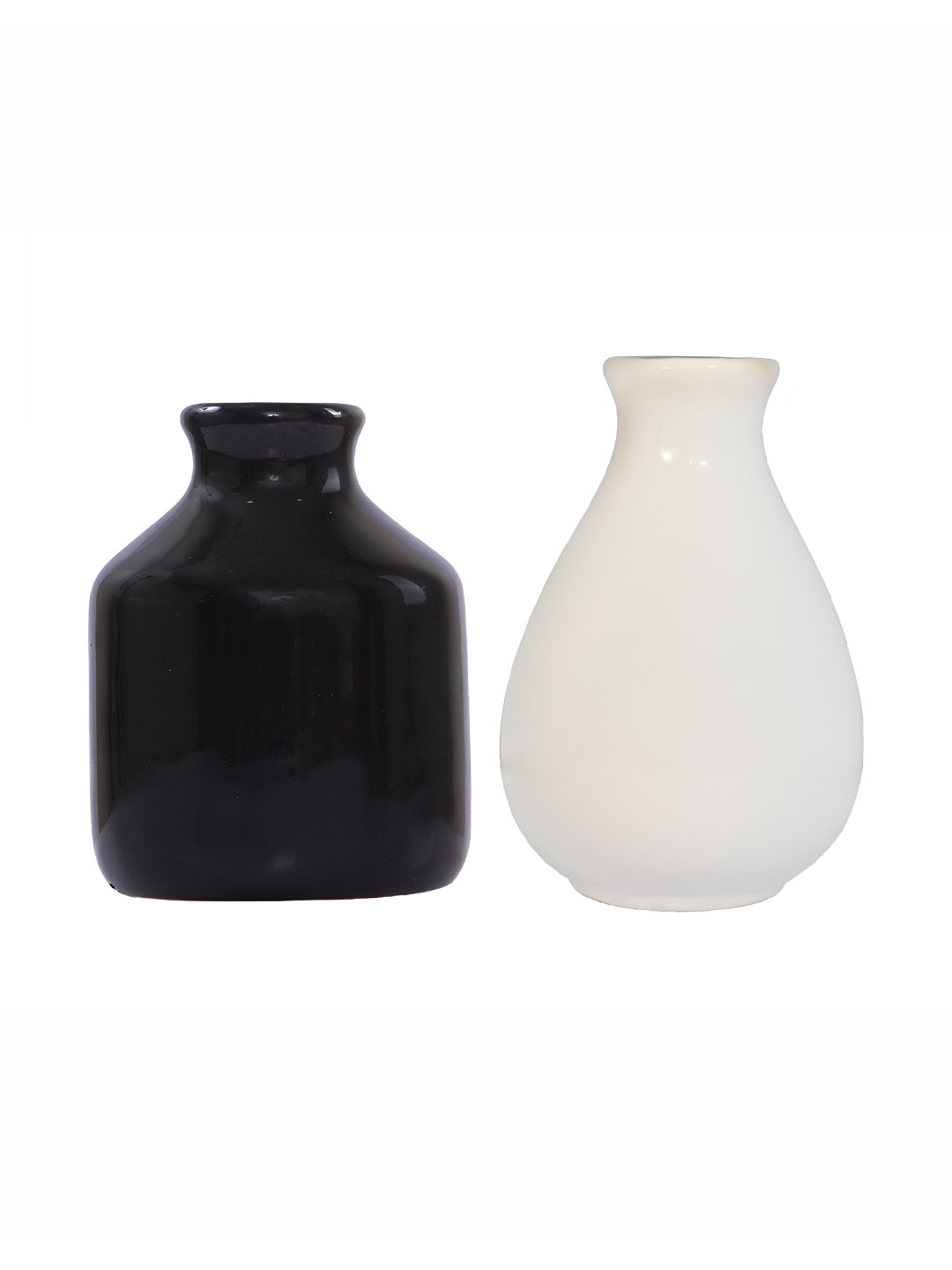 Mkd2 Rise 2-Pcs White & Black Ceramic Reed Diffuser Jar With Reed Sticks