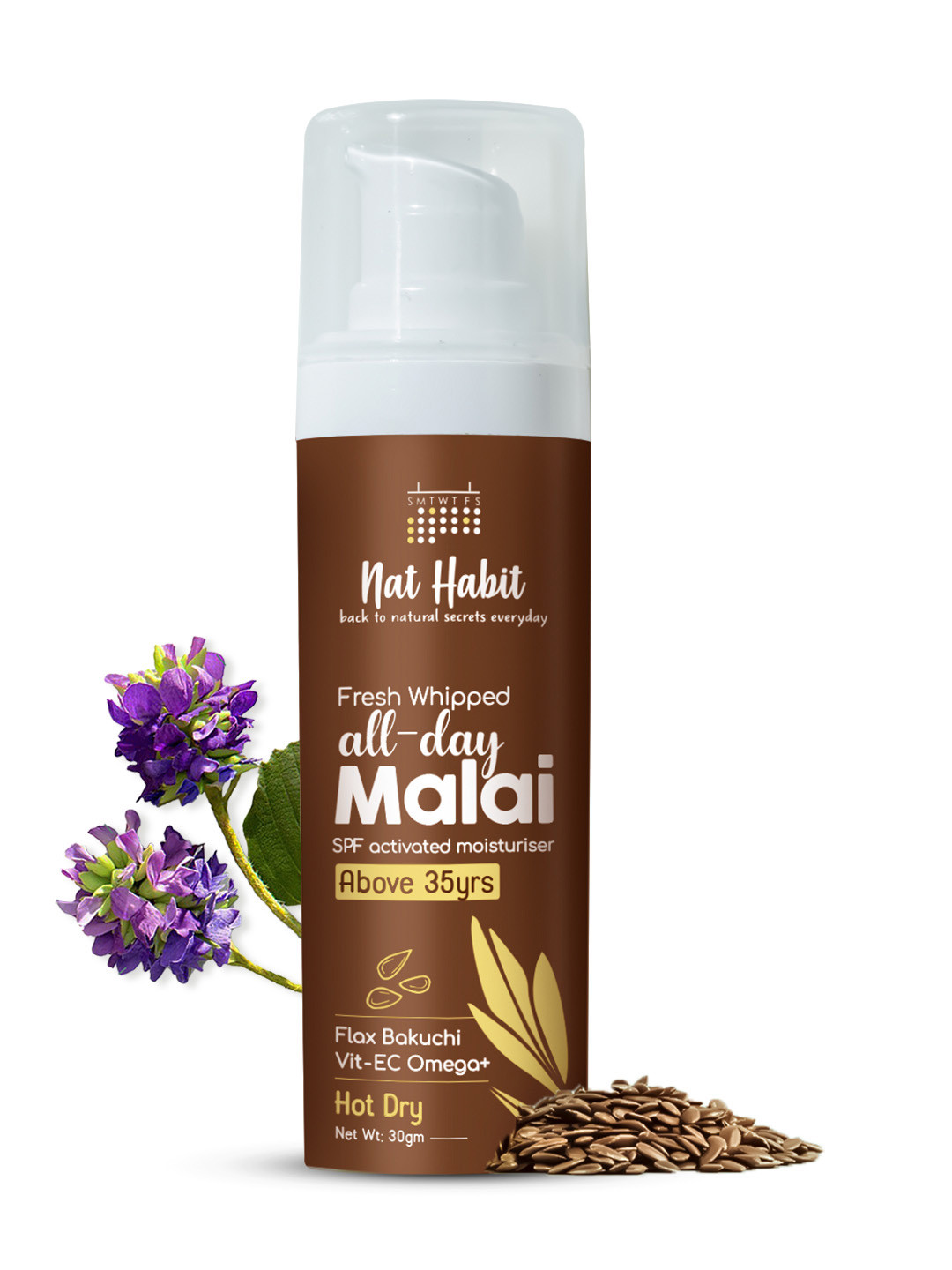 Nat Habit Fresh Whipped All Day Malai Moisturizer with Flax  Bakuchi - 30 g