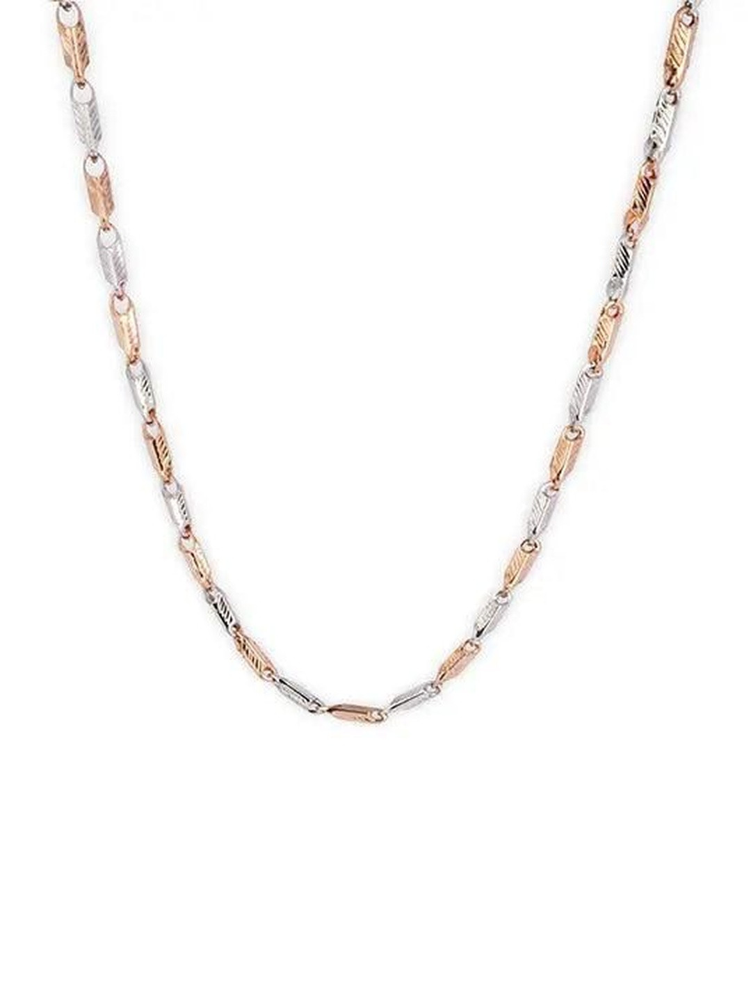 TOUCH925 Men Silver Rose Gold-Plated Leaf Shaped Link Chain