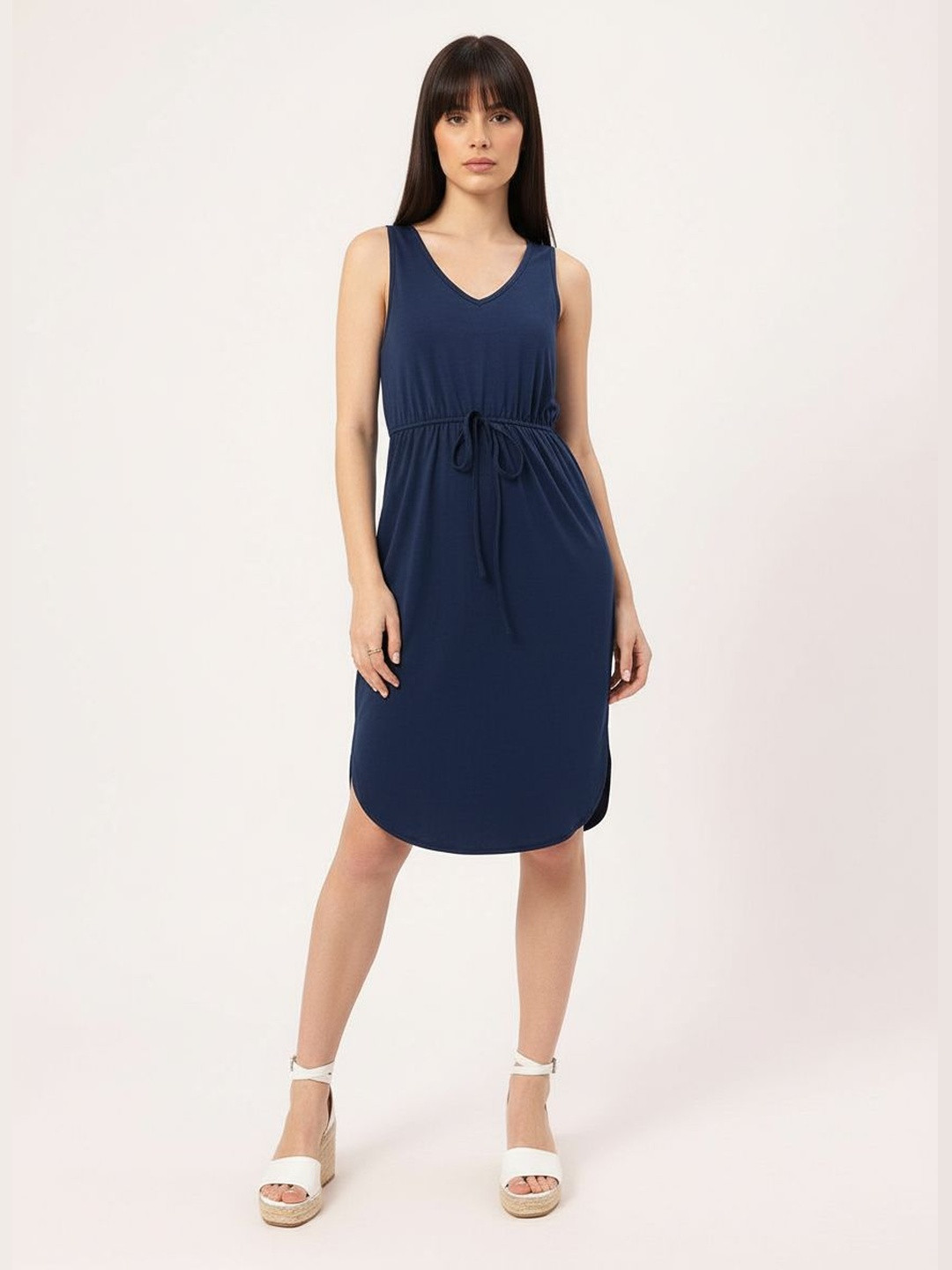 DressBerry Minimalist Chic Waist Tie-Ups Sheath Dress