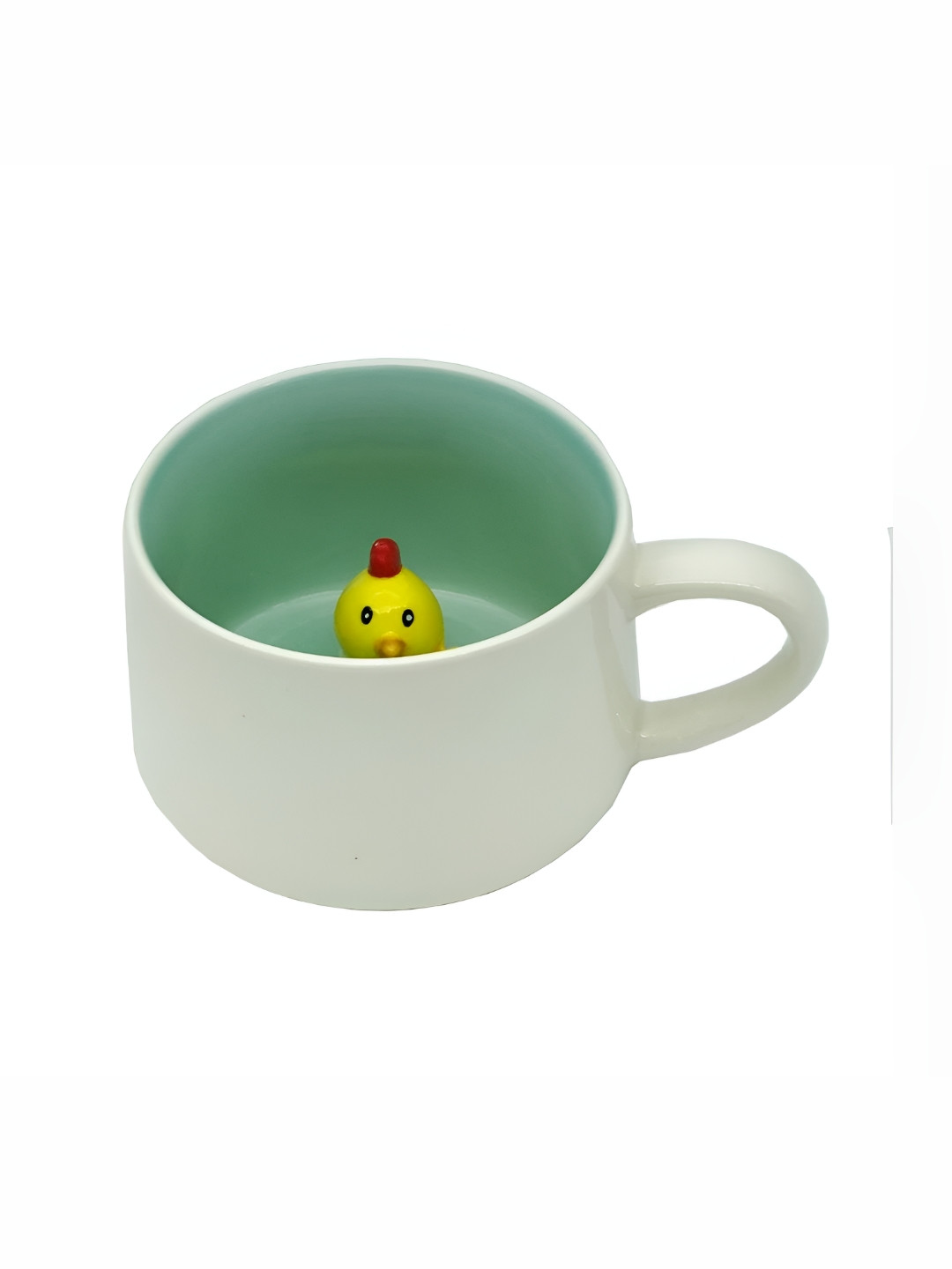 NOSCOMP White & Yellow Kids Animal Print Printed Ceramic Glossy Mug 400 ml
