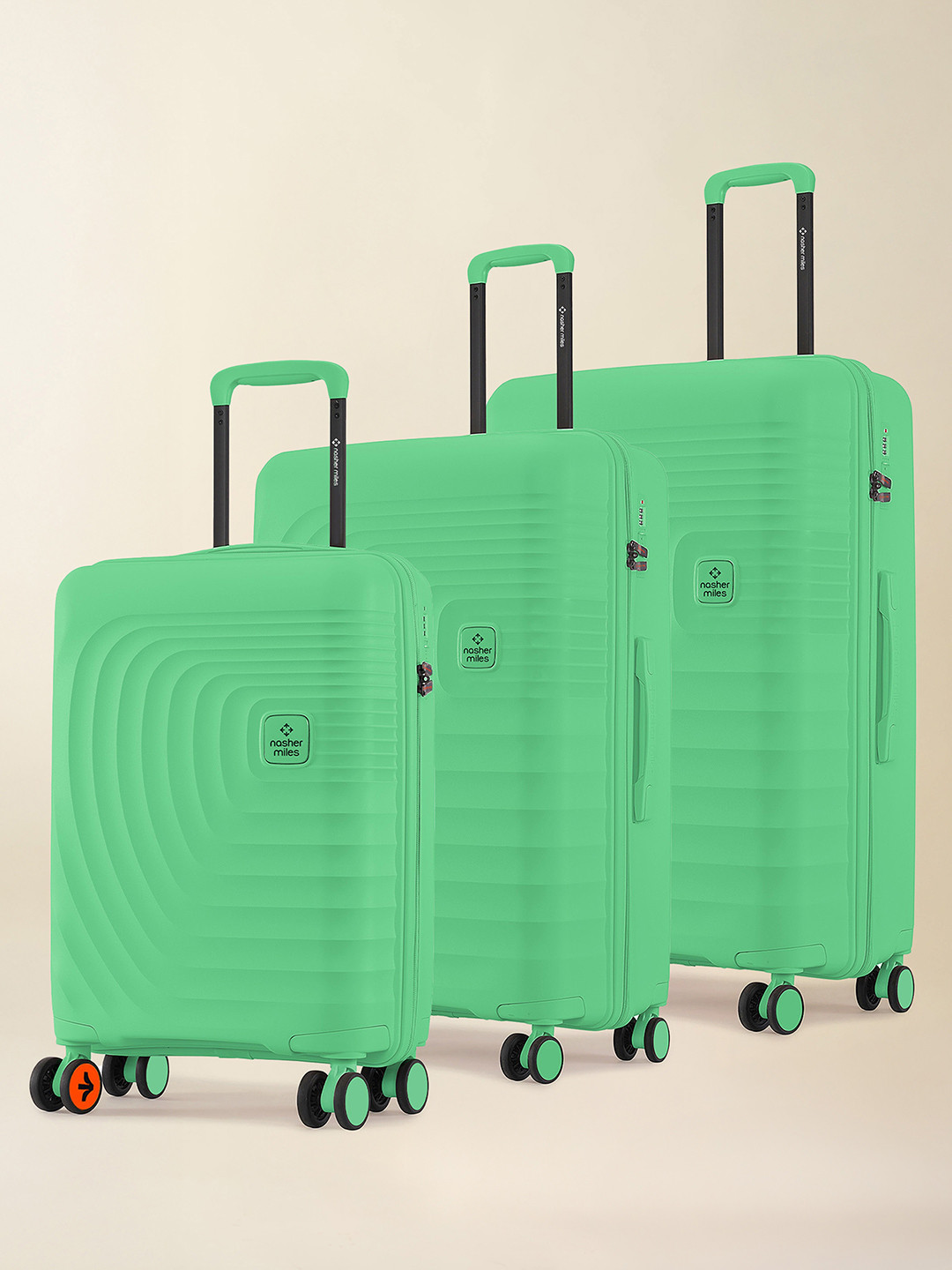 Nasher Miles Boston Polypropylene Small-Medium-Large Summer Green Trolley Bags (55-65-75 cm)