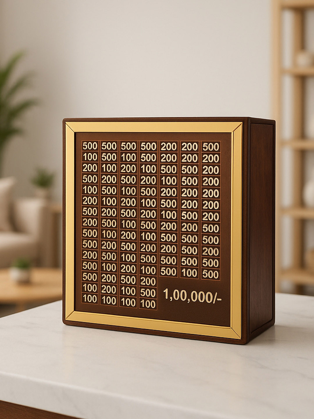 VYAKOM Brown Wooden Money Saving Box