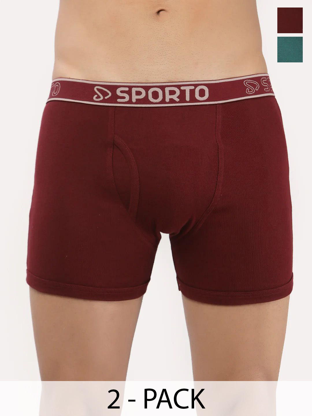 Sporto by Macho Men Pack Of 2 Combed Cotton Long Trunks M1030_M(1)-Prt(1)-S