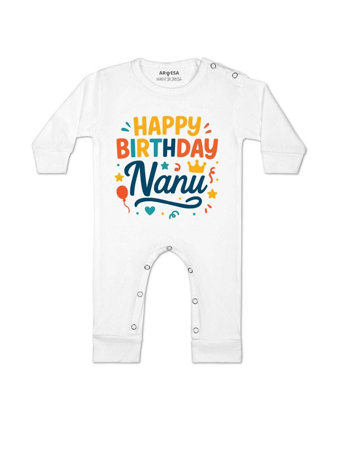 Arvesa Infants Family Birthday Printed Round Neck Romper