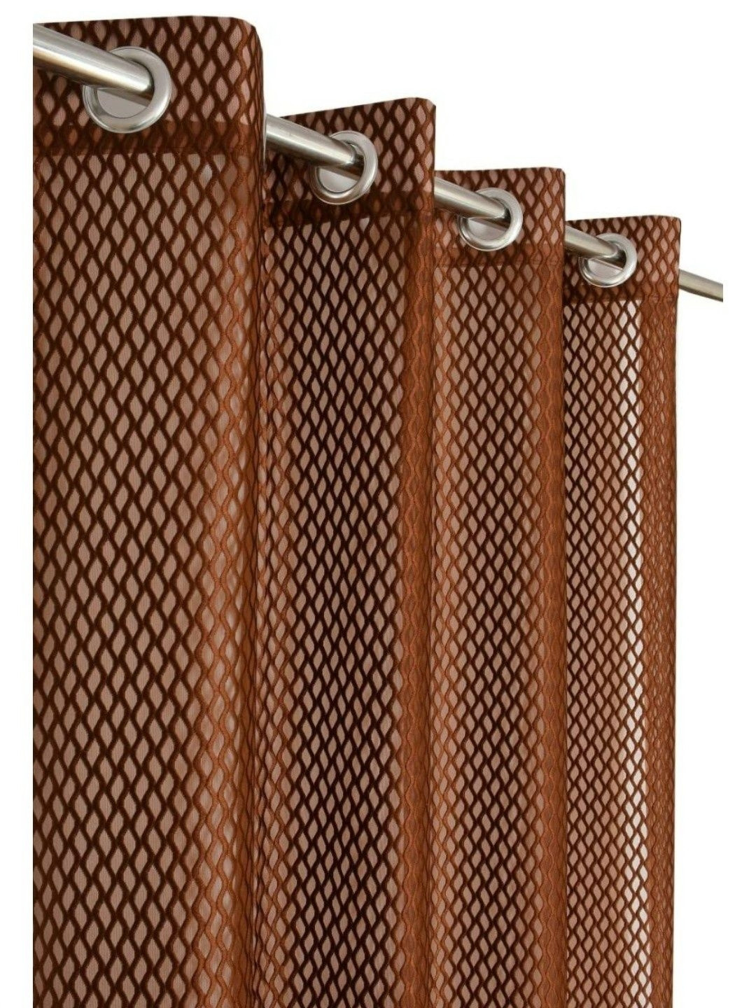 UrbanArts Coffee Brown Embroidered Sheer Window Curtain
