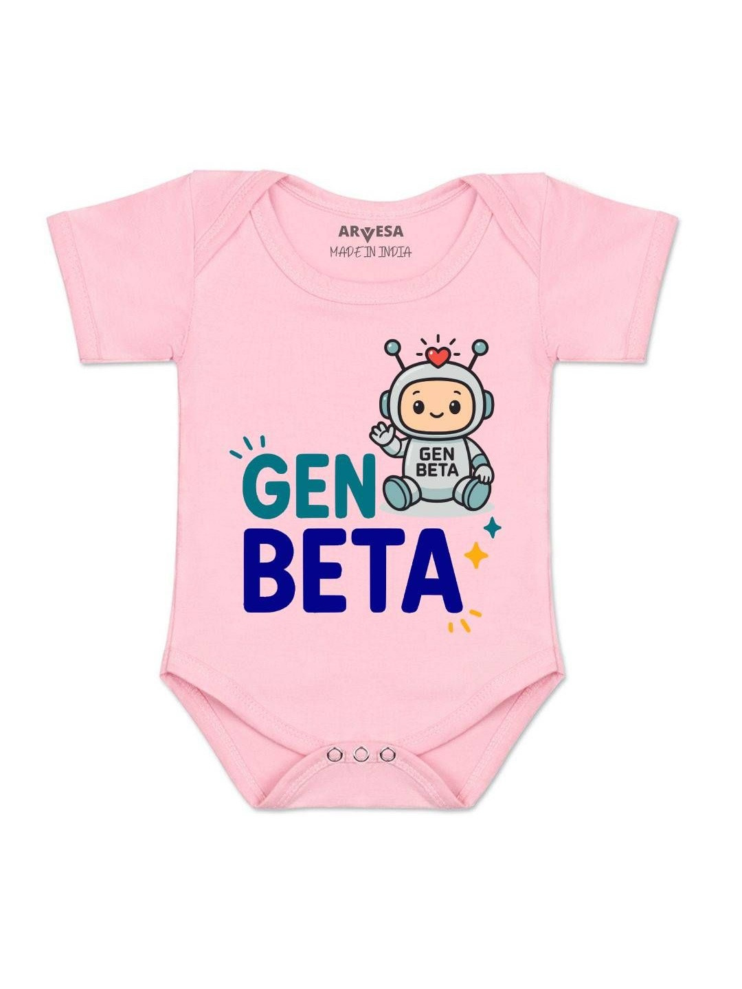 Arvesa Kids Gen Beta Printed Pink Cotton Rompers