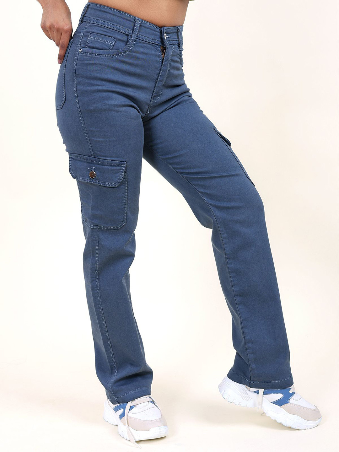 DAZORA Women Relaxed Straight Leg Cargos Styles Trousers
