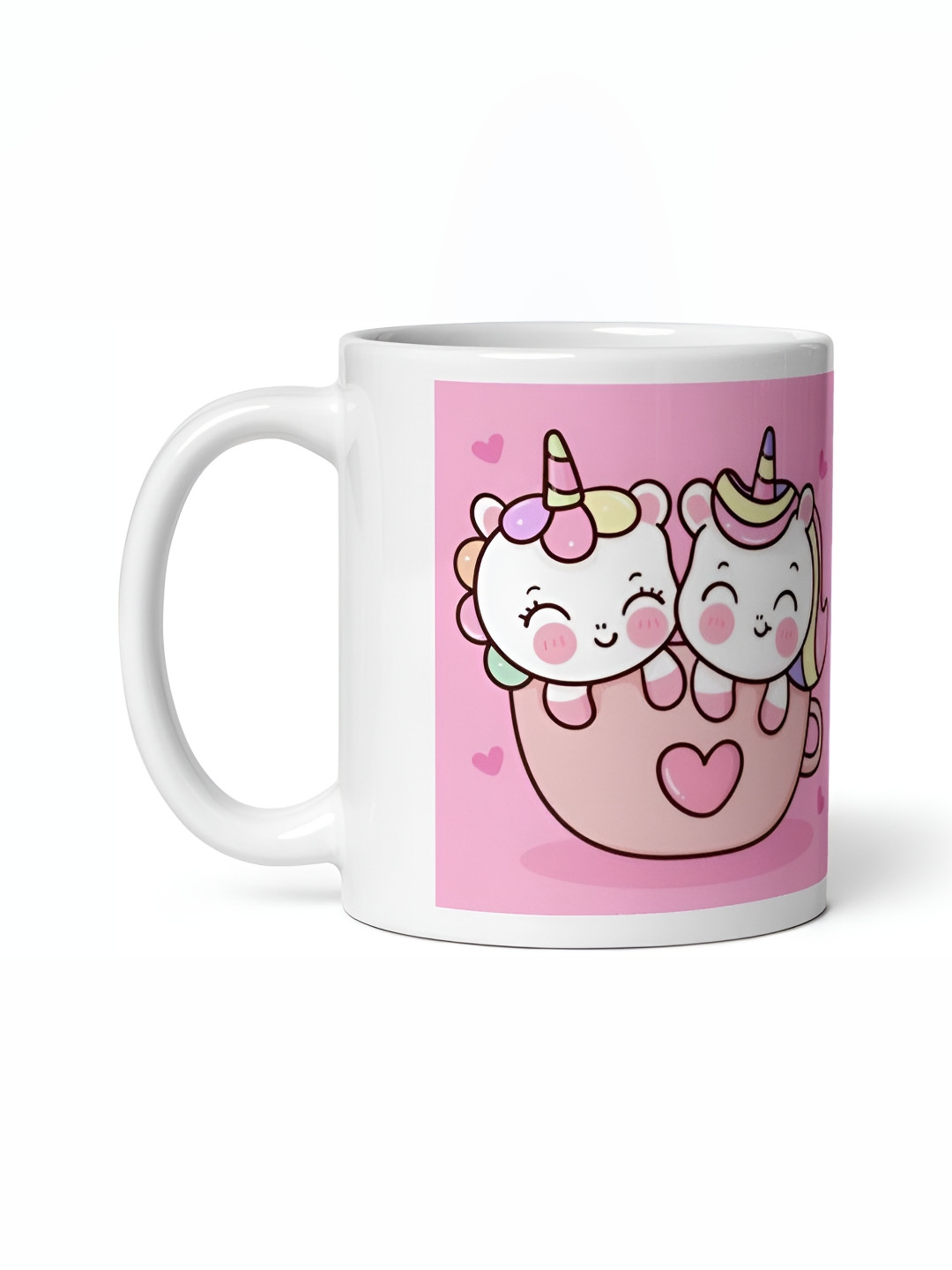 Mr UVD White & Pink Printed Ceramic Glossy Mugs 350 ml
