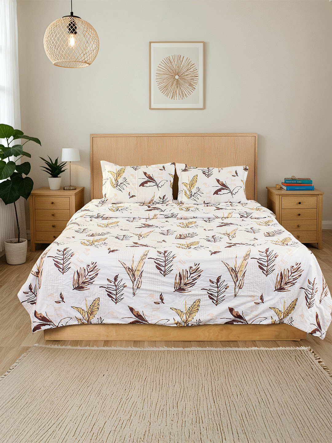House This White & Brown Floral Mild Winter Cotton Double Bed Dohar