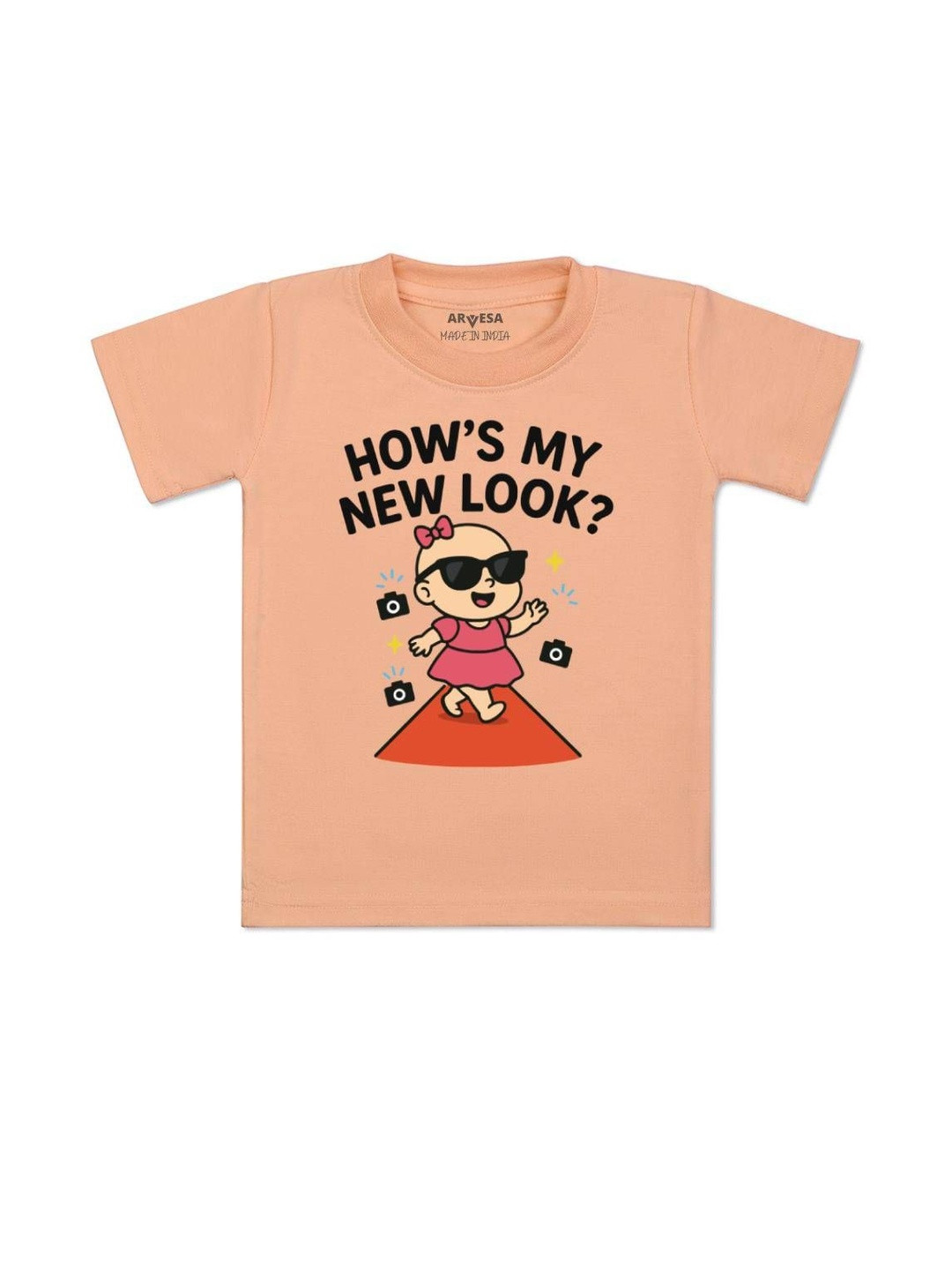 Arvesa Kids Round Neck How's My New Look Printed T-shirt