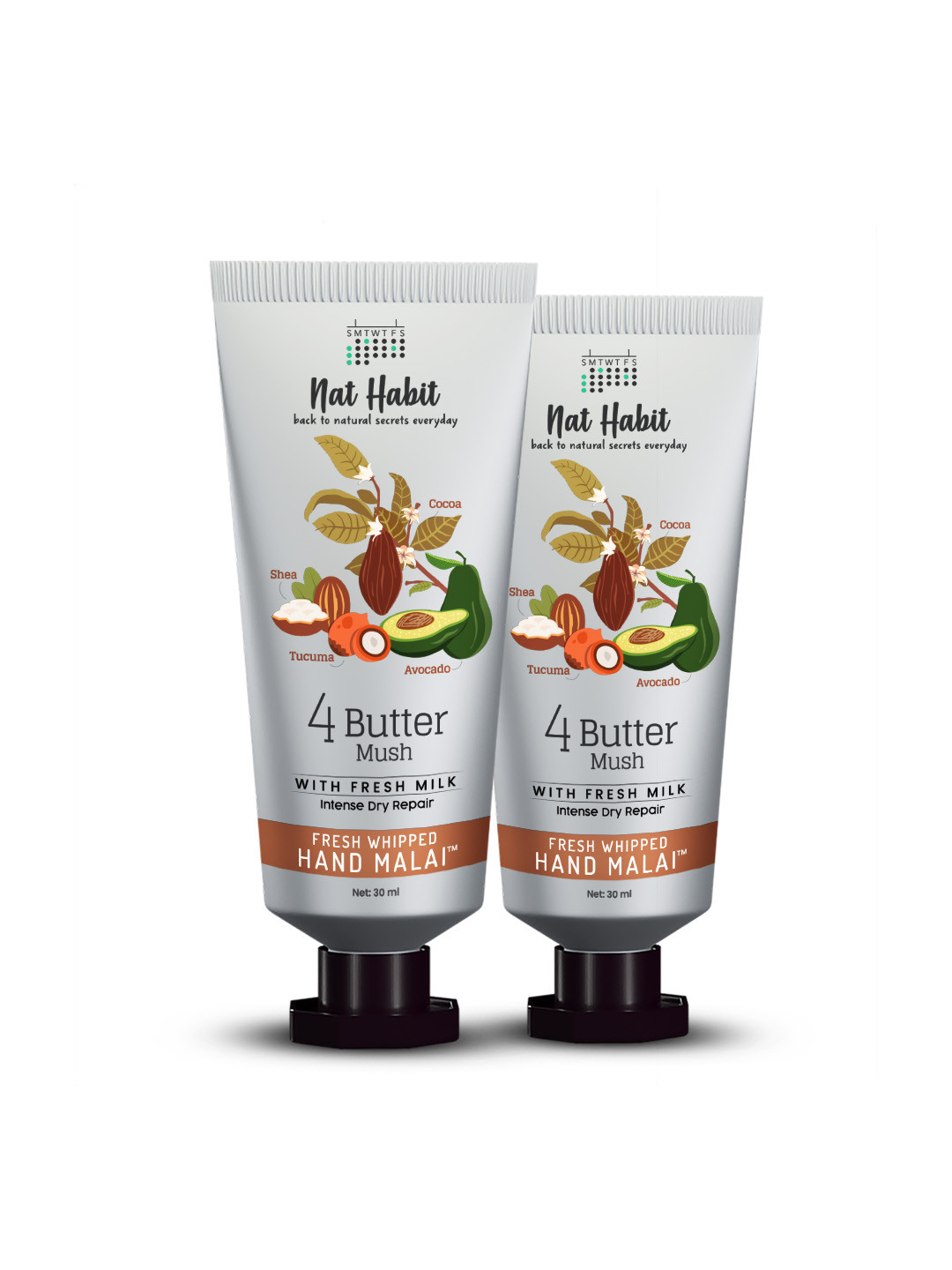 Nat Habit Set of 2 4 Butter Mush Fresh Whipped Hand Malai Cream - 30 ml Each