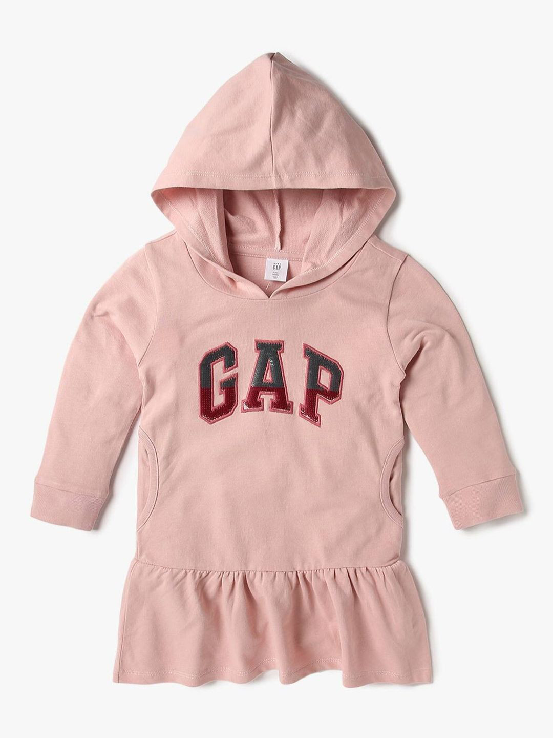GAP Girls Embellished  Logo Pure Cotton Sweatshirt Hooded Dress