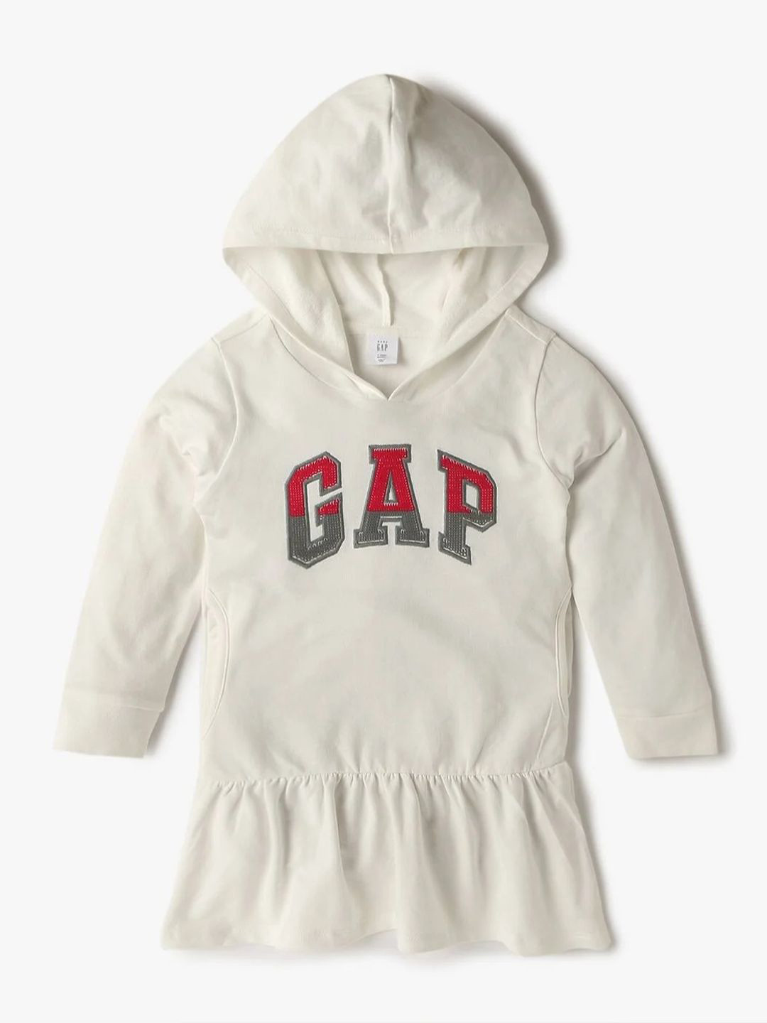 GAP Girls Brand Logo Sequined Hooded Sweatshirt Dress