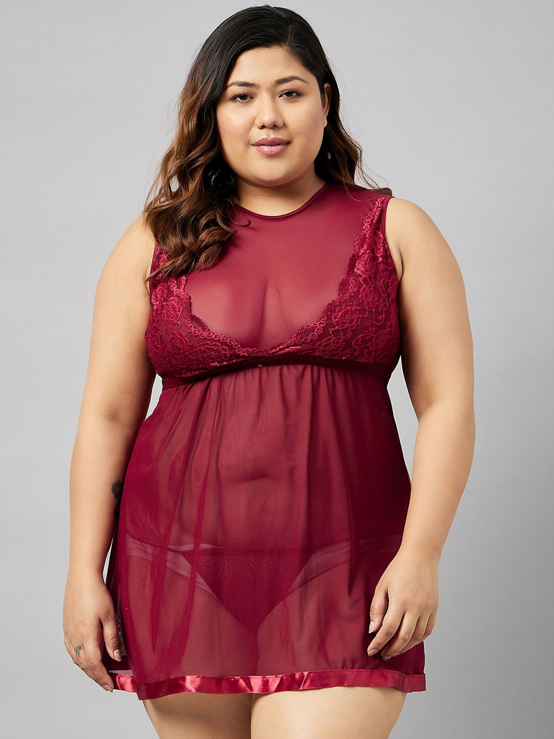 Plus Size Solid Nightwear Baby Doll for Women
