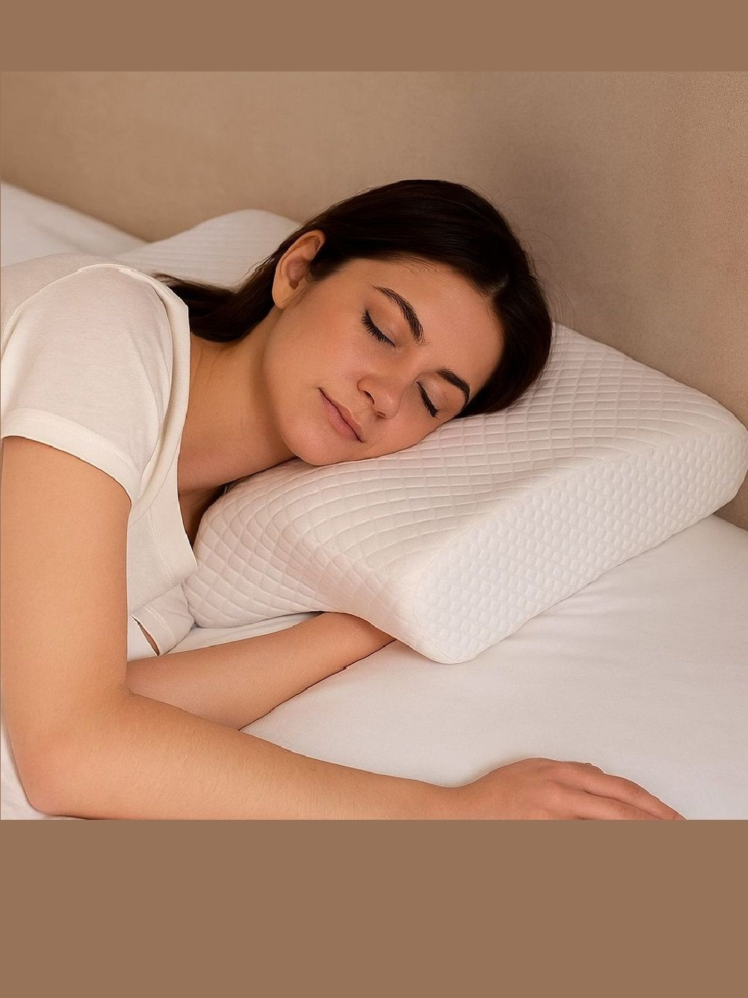 GK-JLPV White Orthopedic Neck Support Pillow for Sleeping Pain Relief & Posture