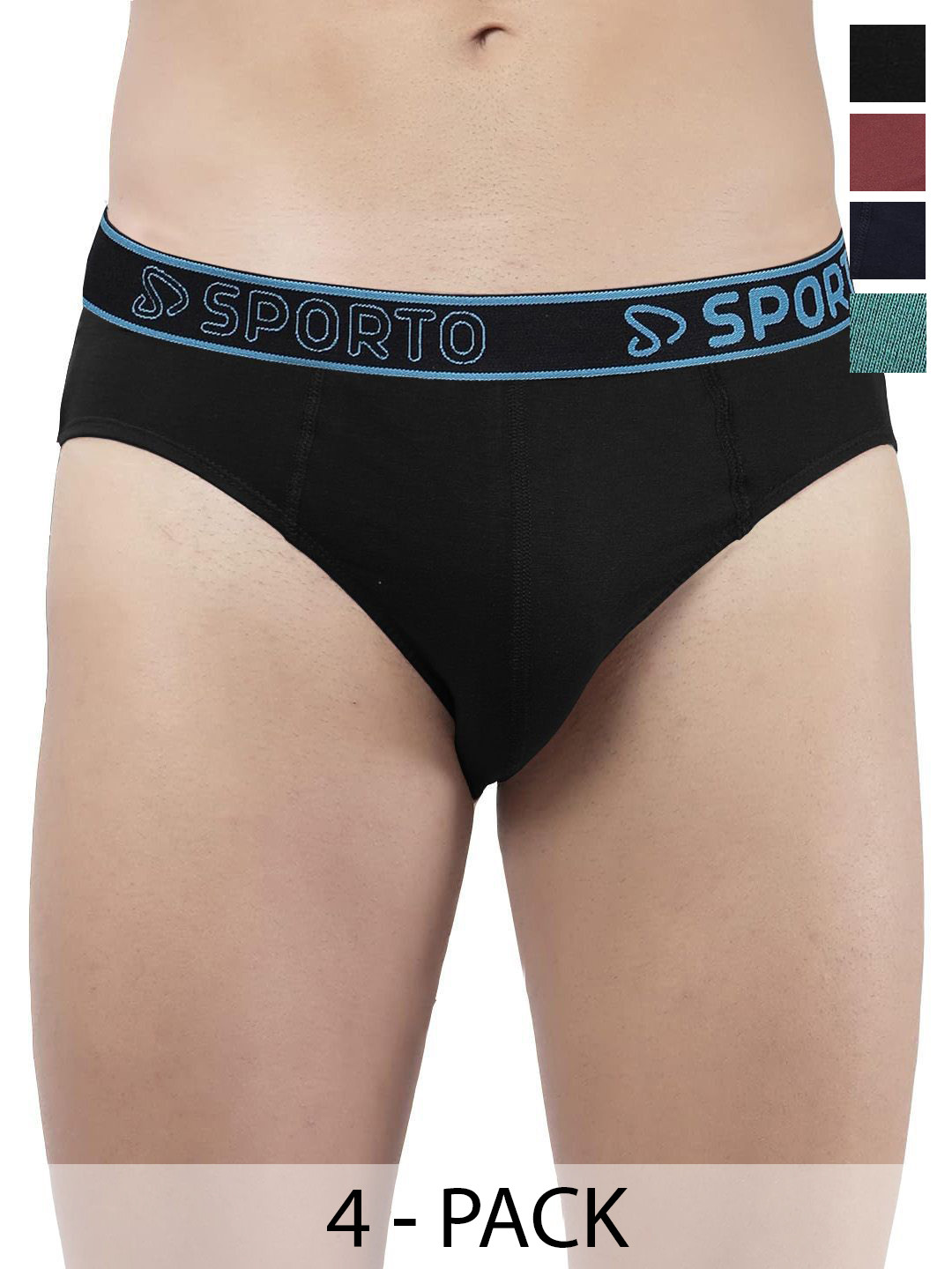 Sporto by Macho Pack Of 4 Men Brand Logo Mid-Rise Basic Briefs