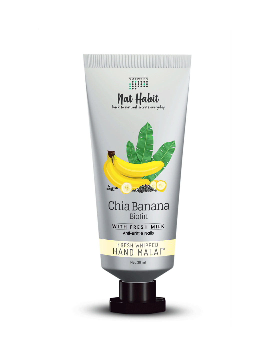 Nat Habit Chia Banana Biotin Anti Brittle Nails Fresh Whipped Hand Malai Cream - 30 ml