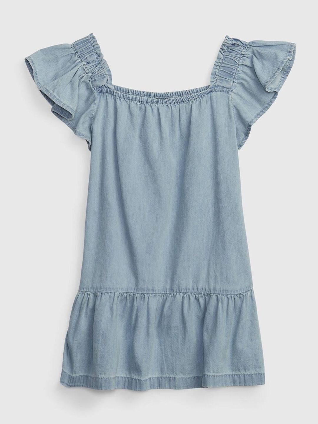GAP Girls Pure Cotton Gathered or Pleated Denim Knee Length Dress