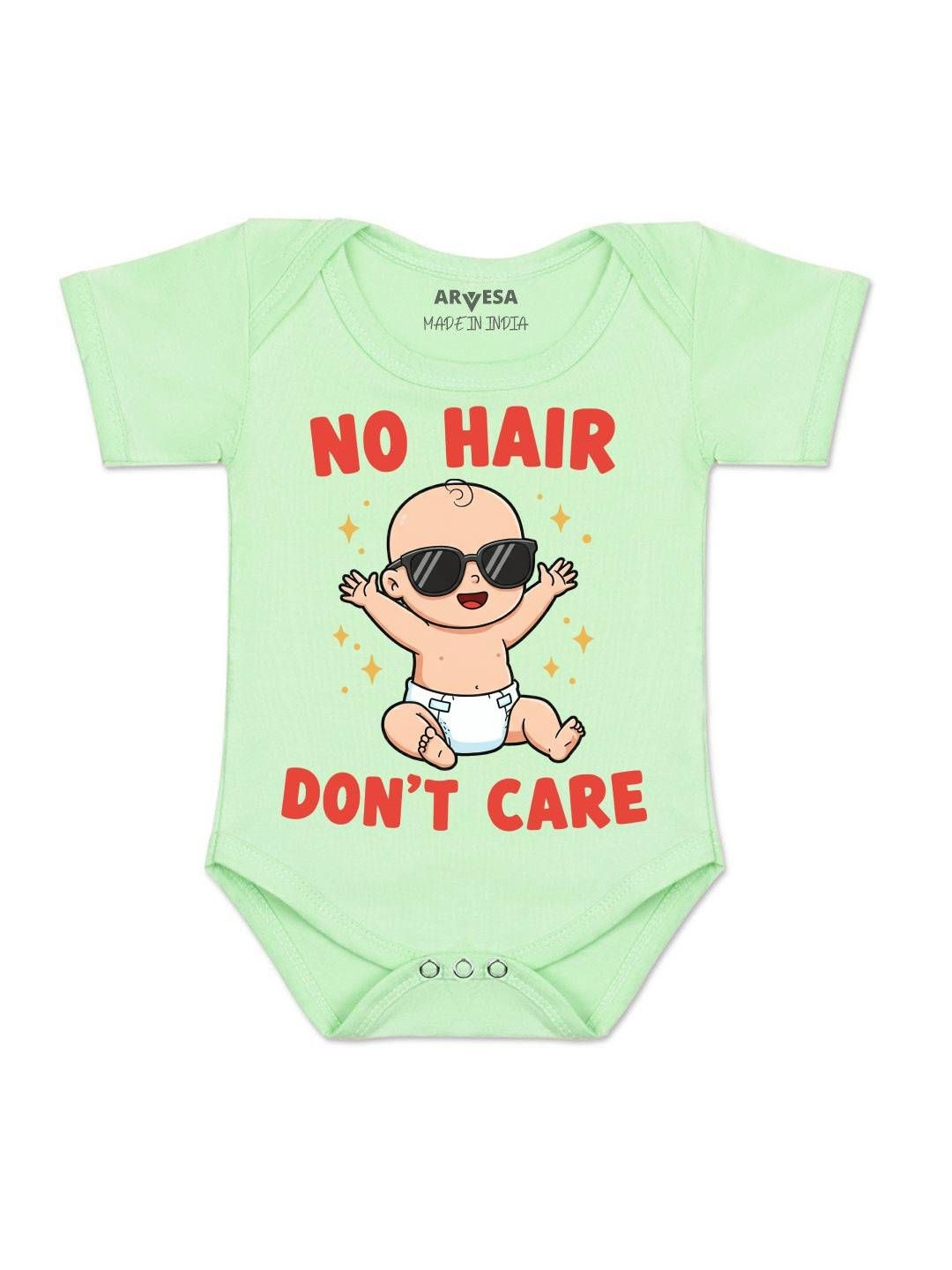 Arvesa Kids No Hair Dont Care Printed Envelope Neck Romper