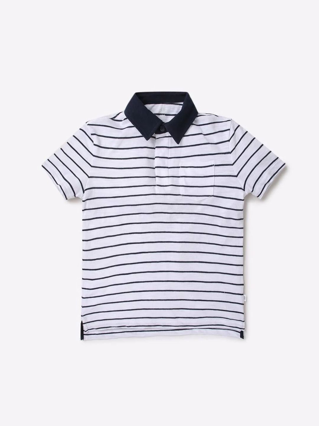 GAP Boys Striped Relaxed Fit Pure Cotton Polo Neck T-shirt