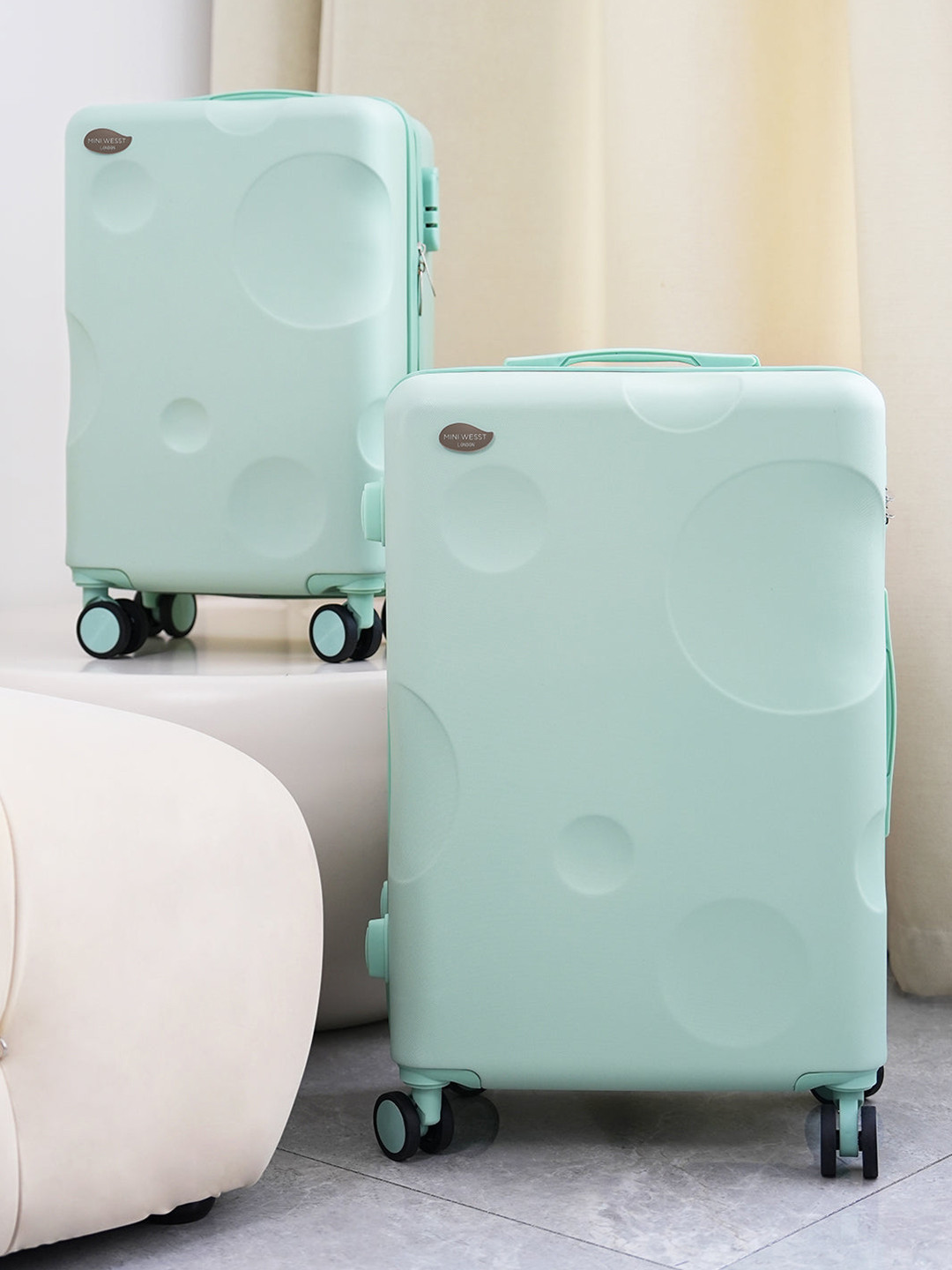 MINI WESST Set Of 2 The Moon Textured Hard-Sided Trolley Bags