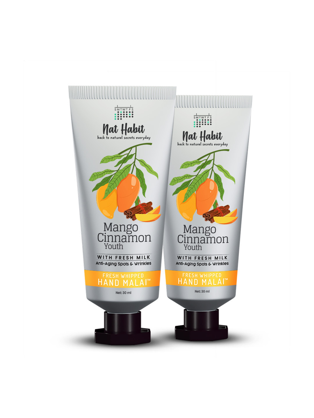 Nat Habit Set of 2 Mango Cinnamon Youth Whipped Hand Malai - 30 ml Each