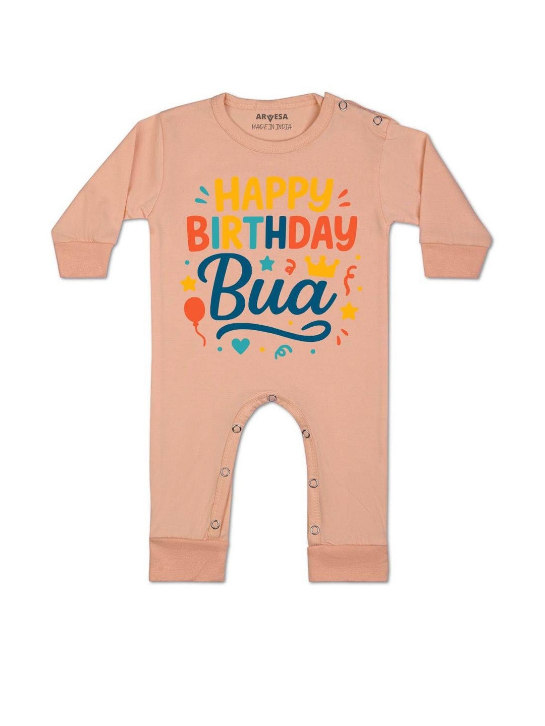 Happy Birthday Bua Printed Baby Rompers