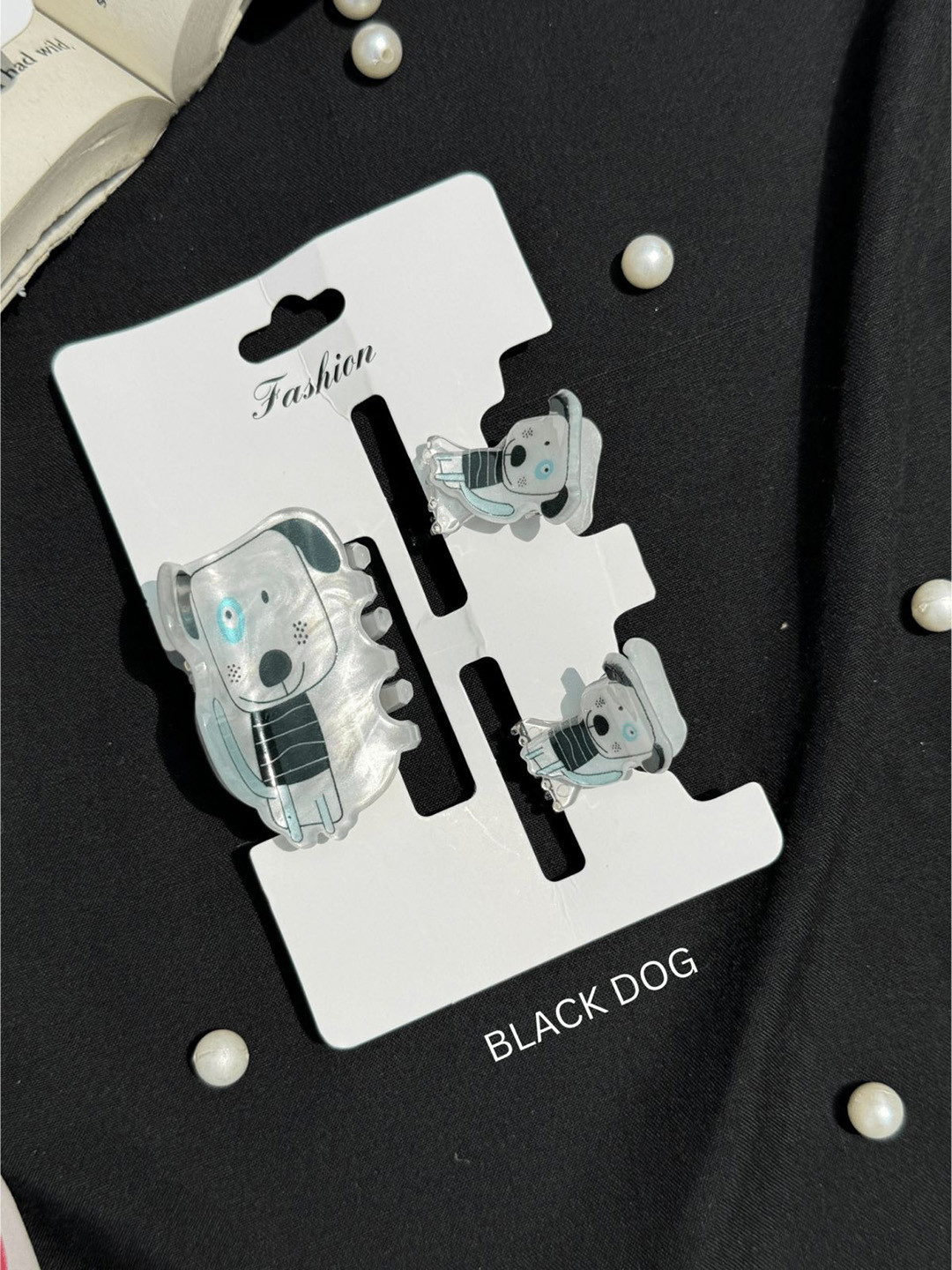 Radhya Accessories Black Dog Unbreakable Hair Claws Set (Pack of 3)