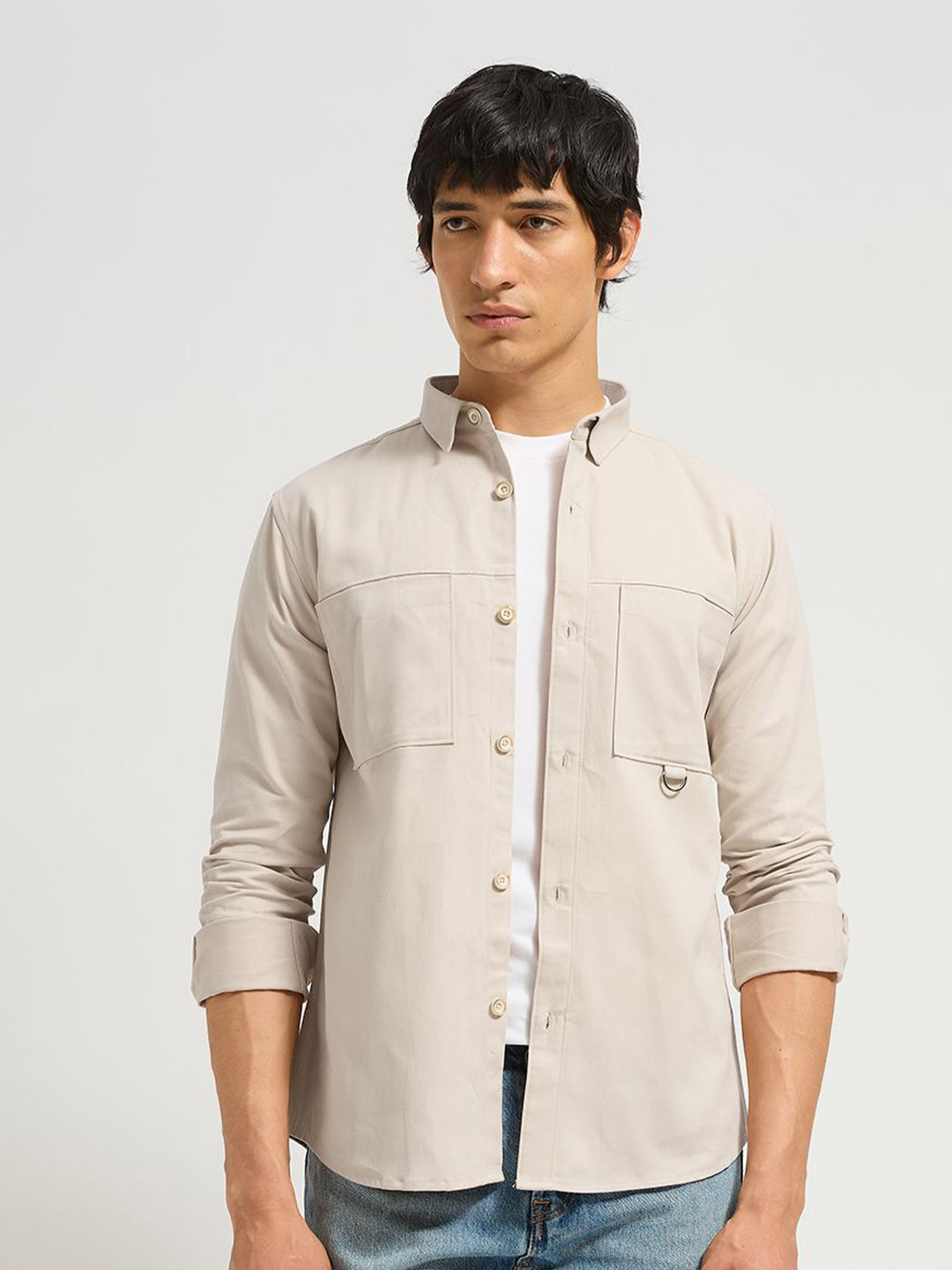 MISCHIEF MONKEY Classic Fit Cargo Cotton Casual Shirt