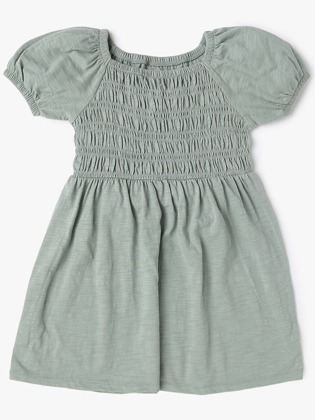 GAP Girls Puff Sleeve Square Neck Smocked Fit & Flare Dress