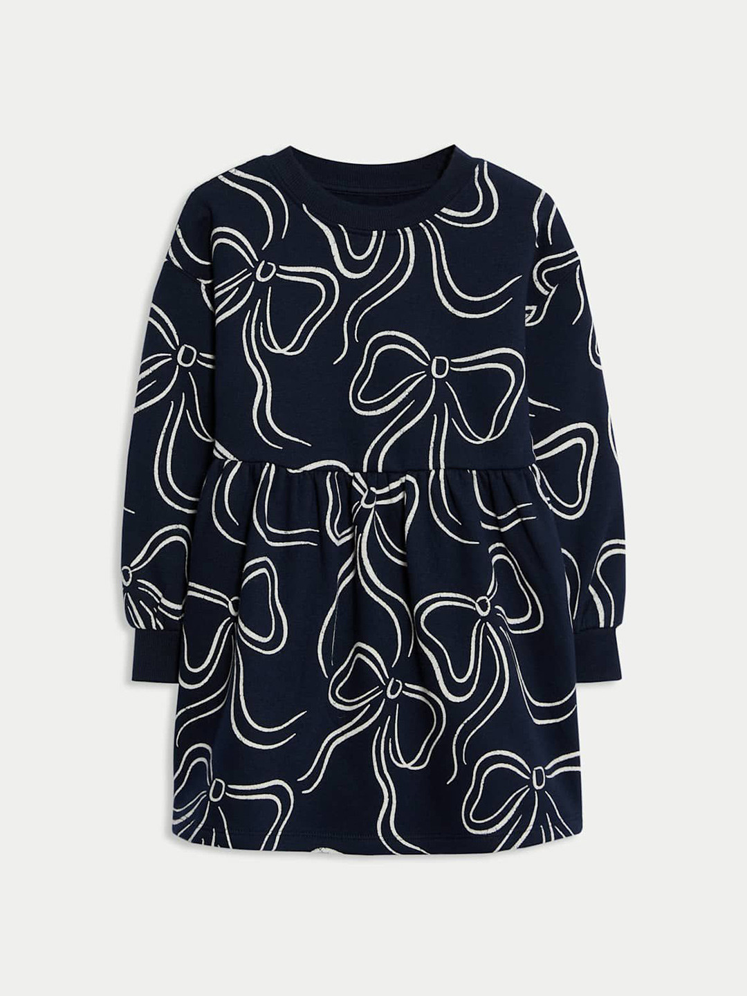 Marks & Spencer Girls Abstract Printed Long Sleeves Fit and Flare Midi Dress