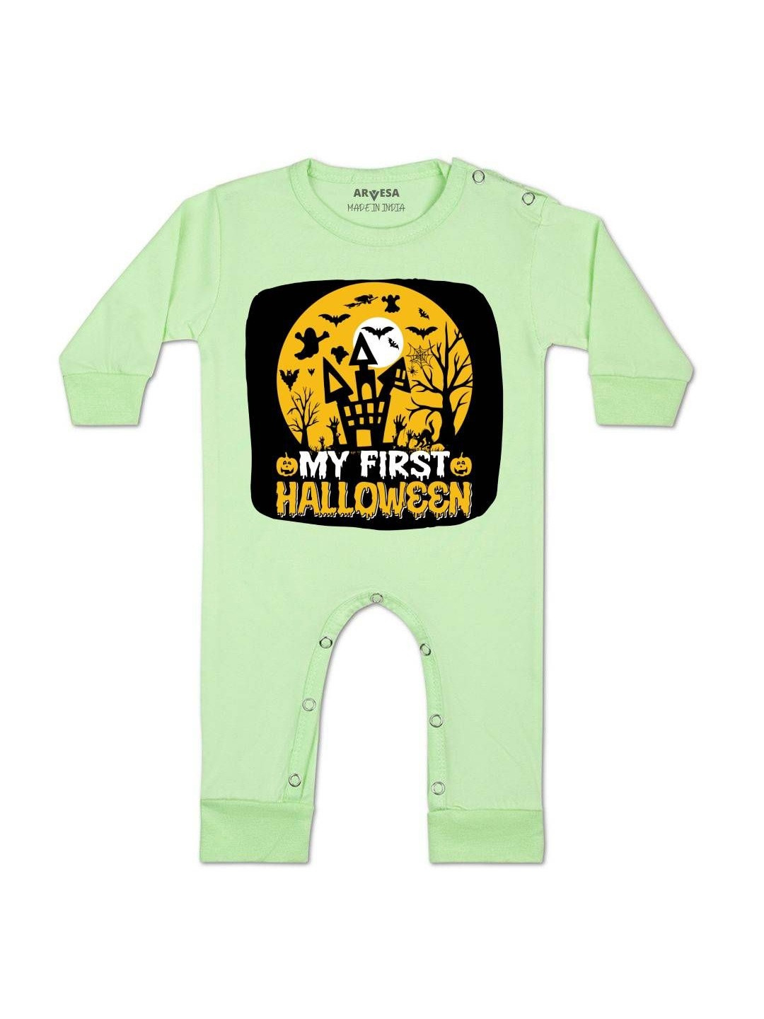 Arvesa Kids Graphic Printed Round Neck Lng Sleeves Cotton Rompers