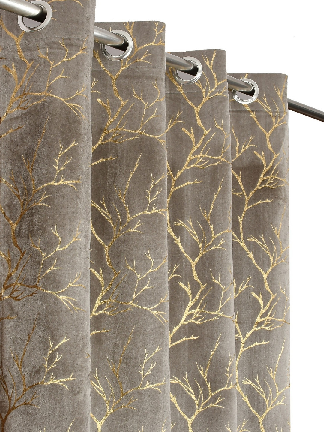 GEET CREATIONS Grey & Gold Abstract Printed Room Darkening Long Door Curtain