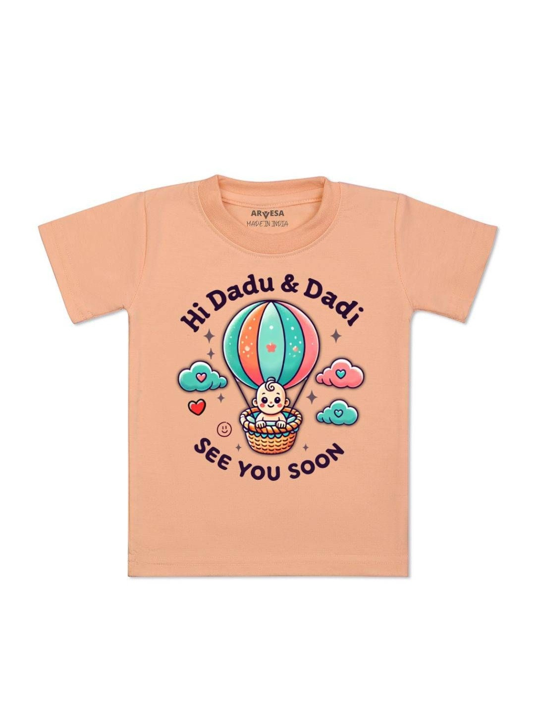 Hi Dadu & Dadi See You Soon Printed Kids Tshirt