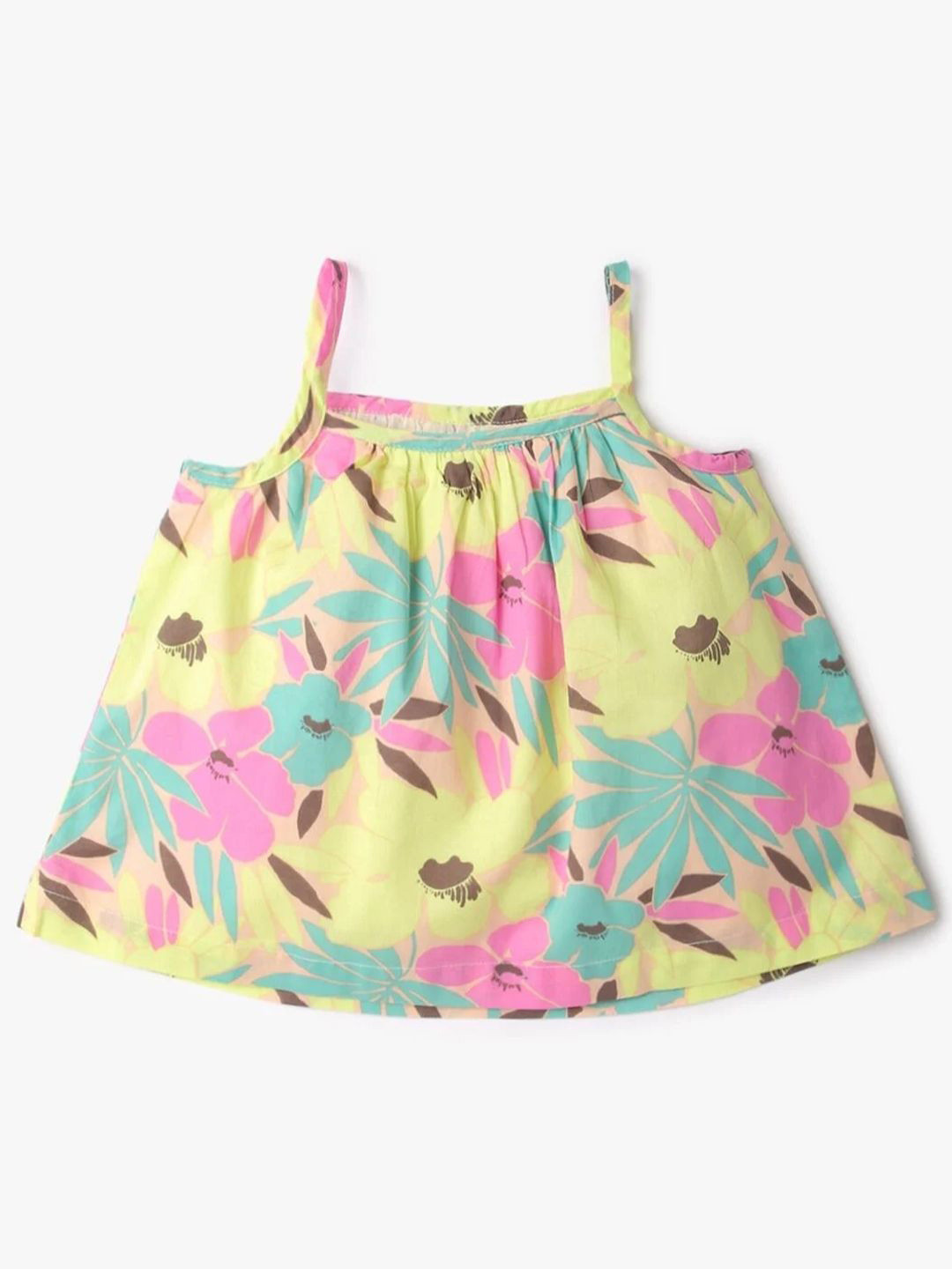 GAP Girls Floral Printed Pure Cotton Shoulder Straps Peplum Top