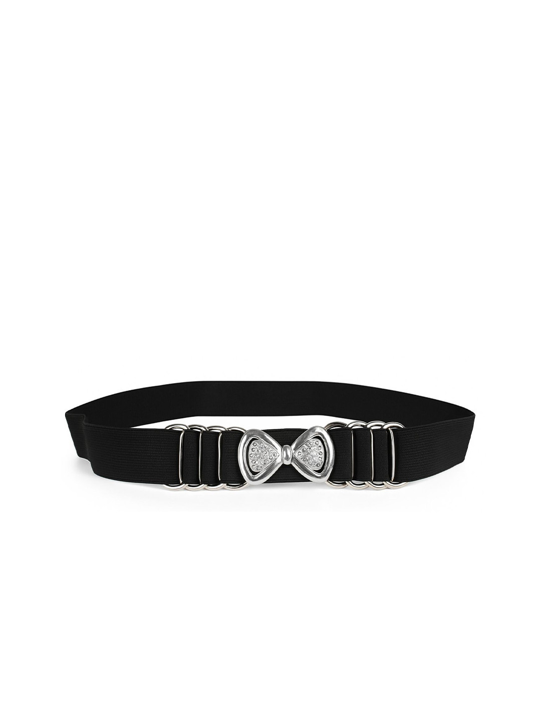 Niddleman Women Stretchable Waist with Silver Bow Buckle Belts