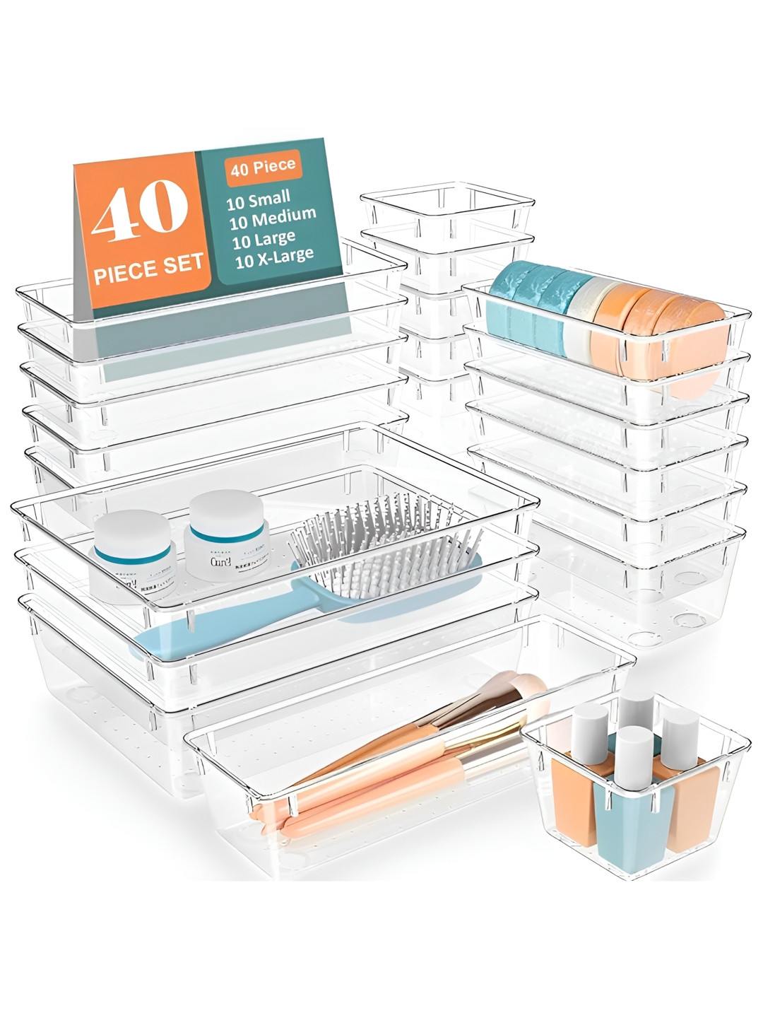 JD FRESH Transparent 40 Pieces Makeup Organisers