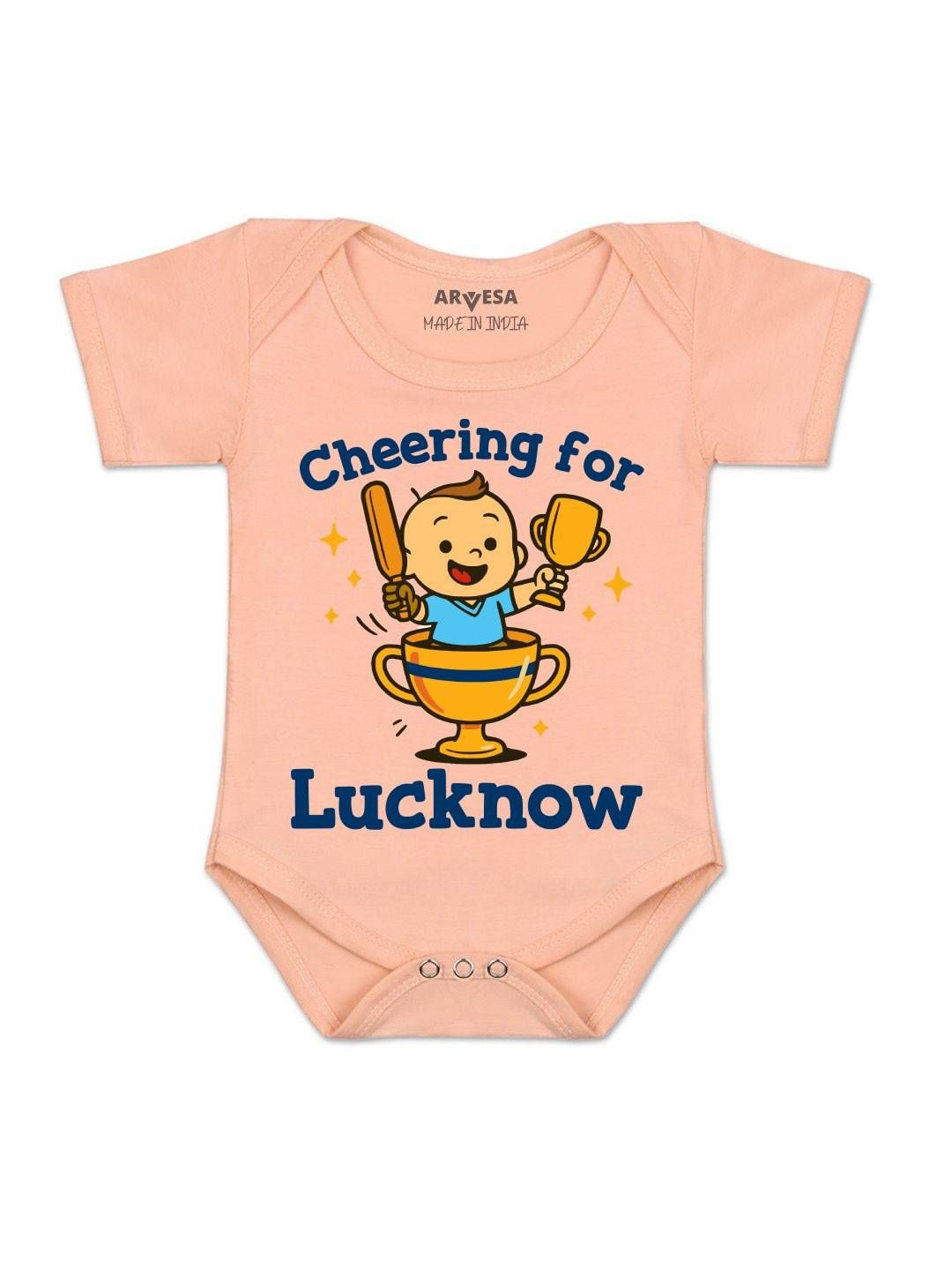 Arvesa Kids Printed Envelope Neck Short Sleeves Snap Button Closures Romper