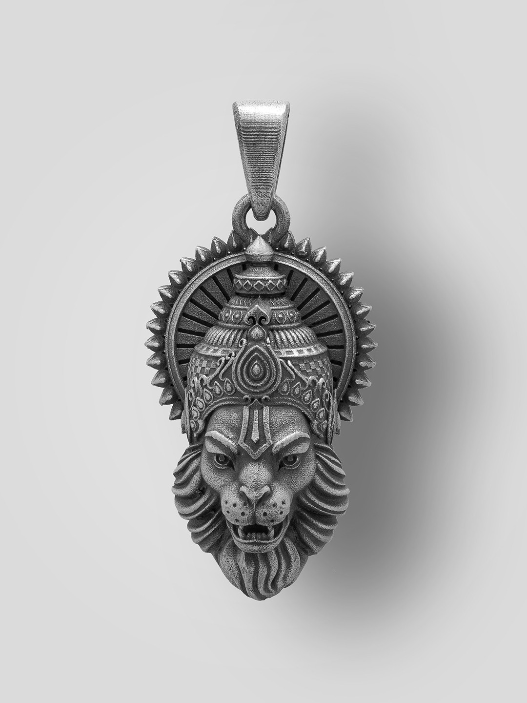 Exotic India Unisex 925 Sterling Silver Lord Ganesha Face Pendant